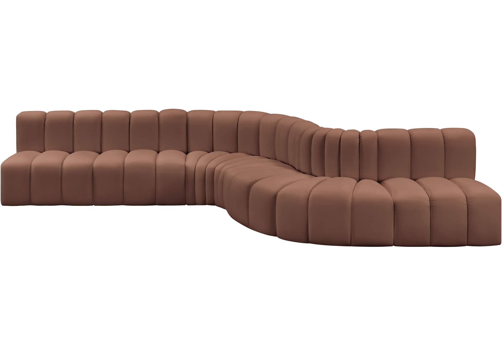 Arc Cognac Vegan Leather Modular Sofa image 4