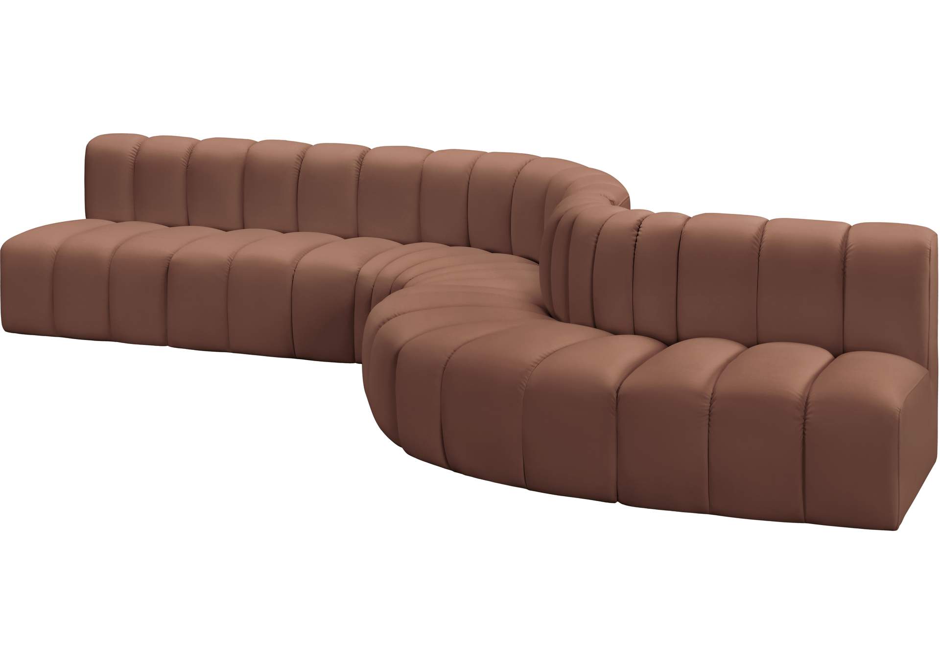 Arc Cognac Vegan Leather Modular Sofa image 5