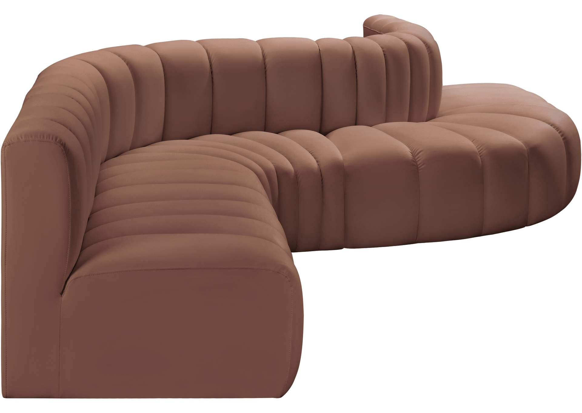 Arc Cognac Vegan Leather Modular Sofa image 6