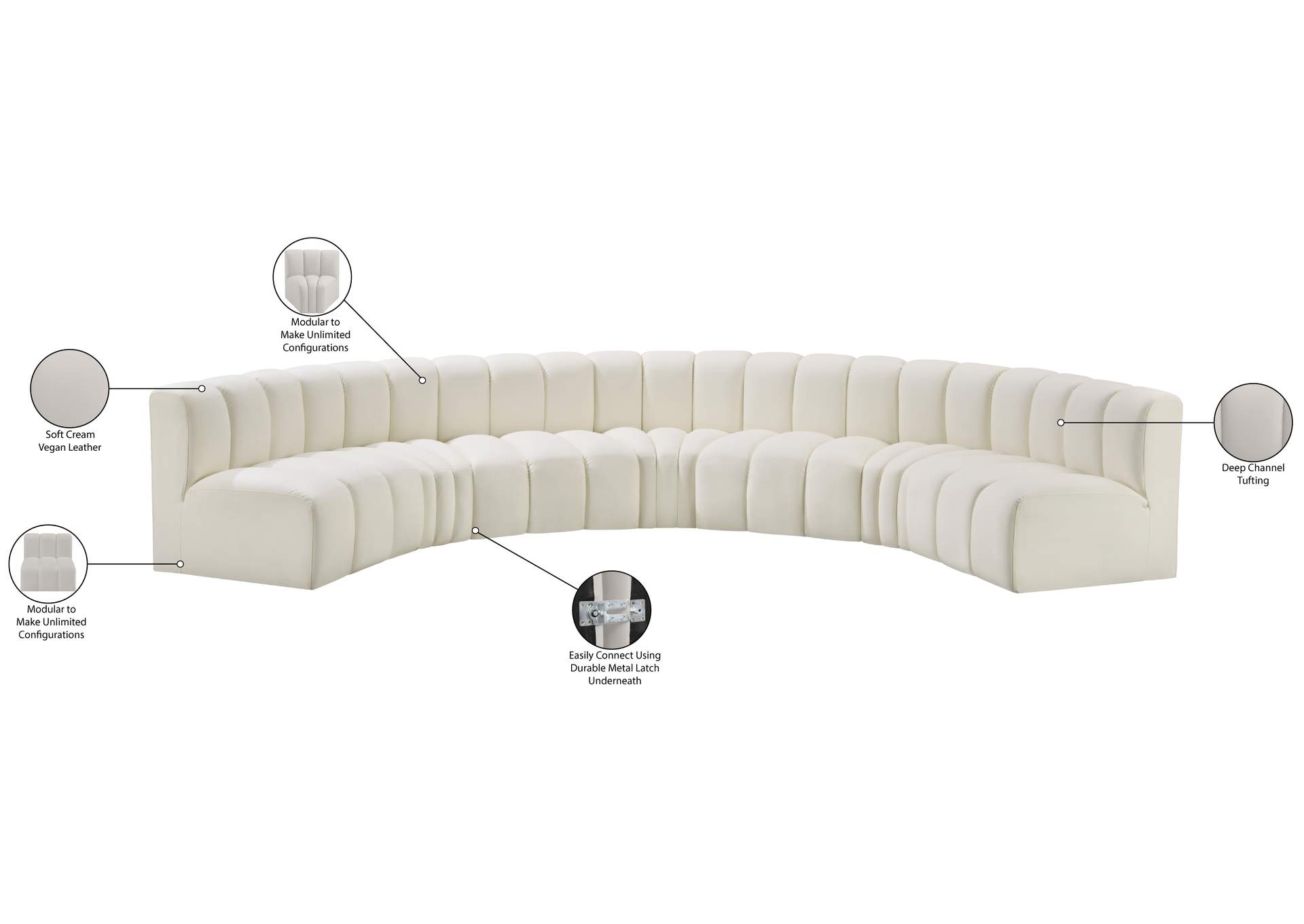 Arc Cream Vegan Leather Modular Sofa image 13
