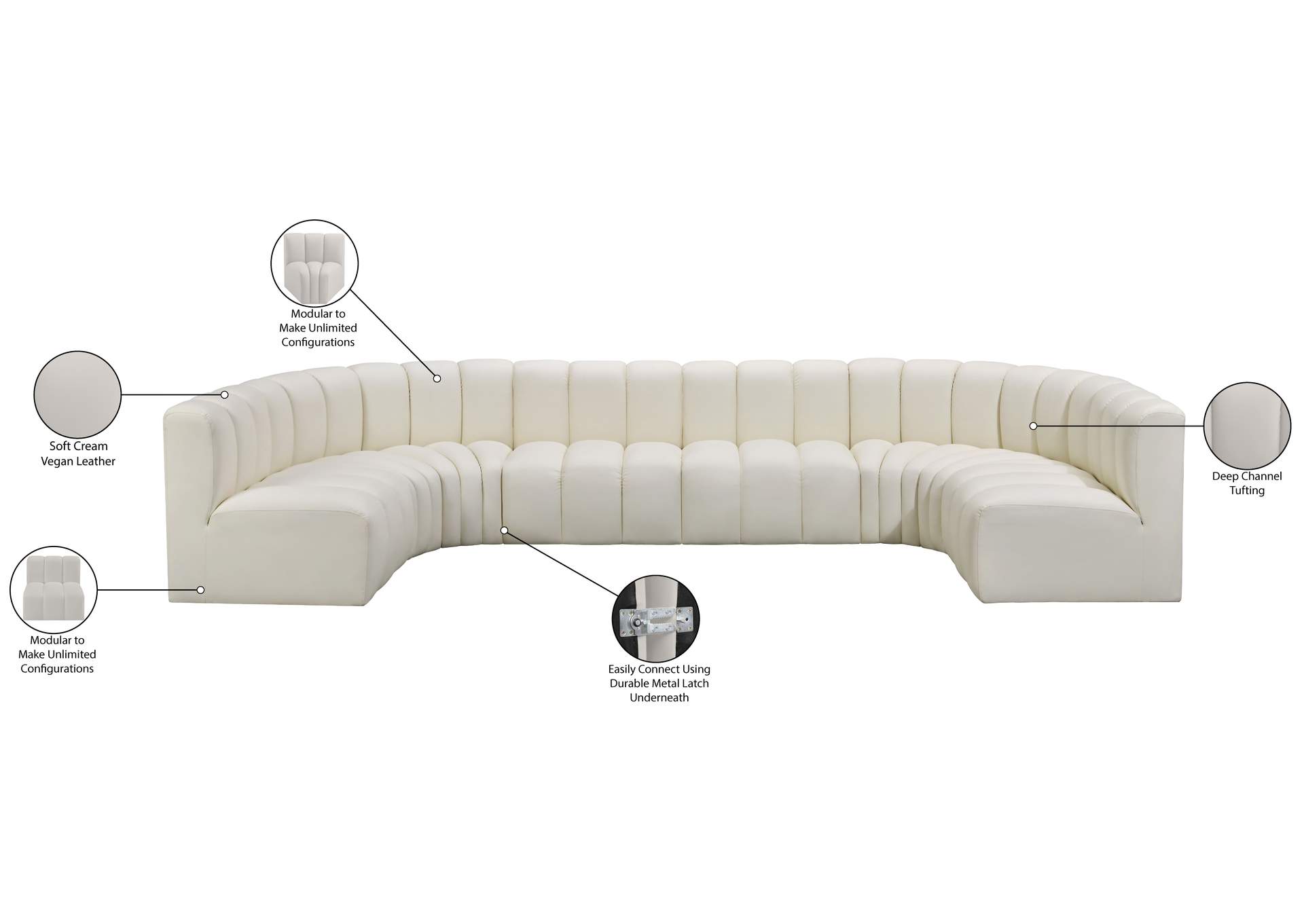 Arc Cream Vegan Leather Modular Sofa image 14