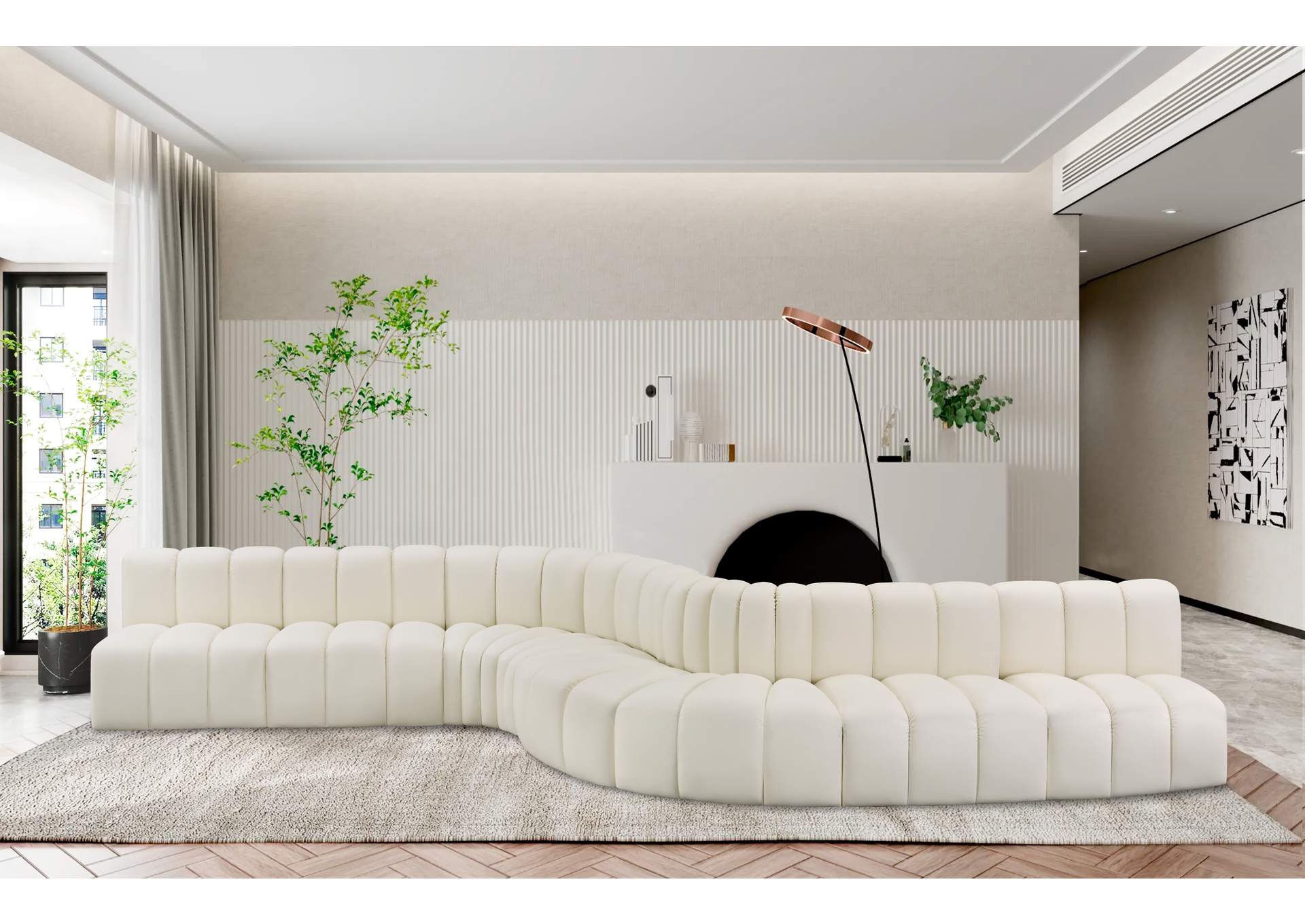 Arc Cream Vegan Leather Modular Sofa image 3