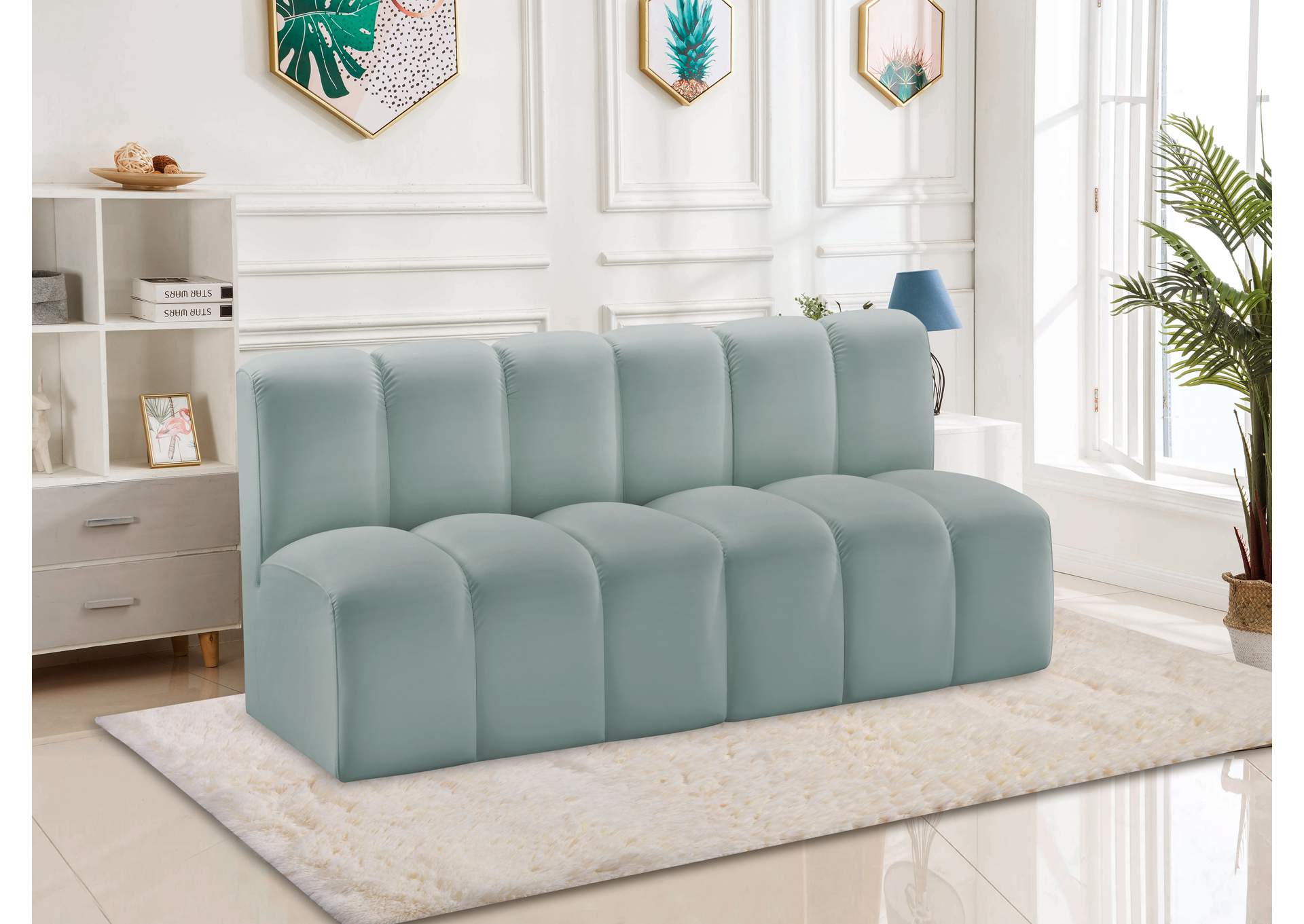 Arc Mint Green Vegan Leather Modular Sofa image 3