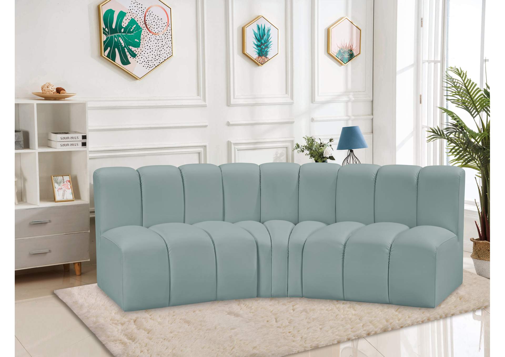 Arc Mint Green Vegan Leather Modular Sofa image 3