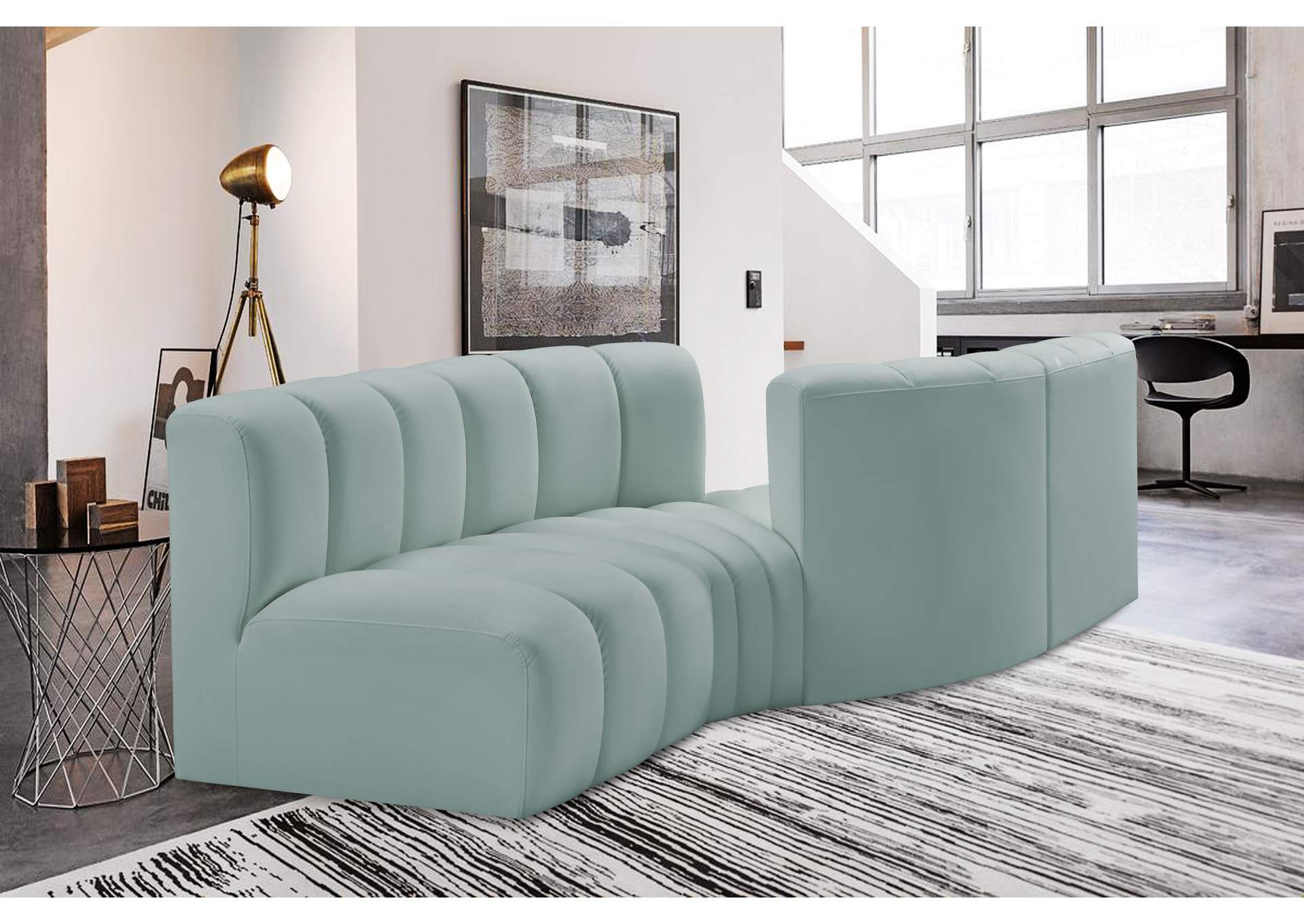 Arc Mint Green Vegan Leather Modular Sofa image 3