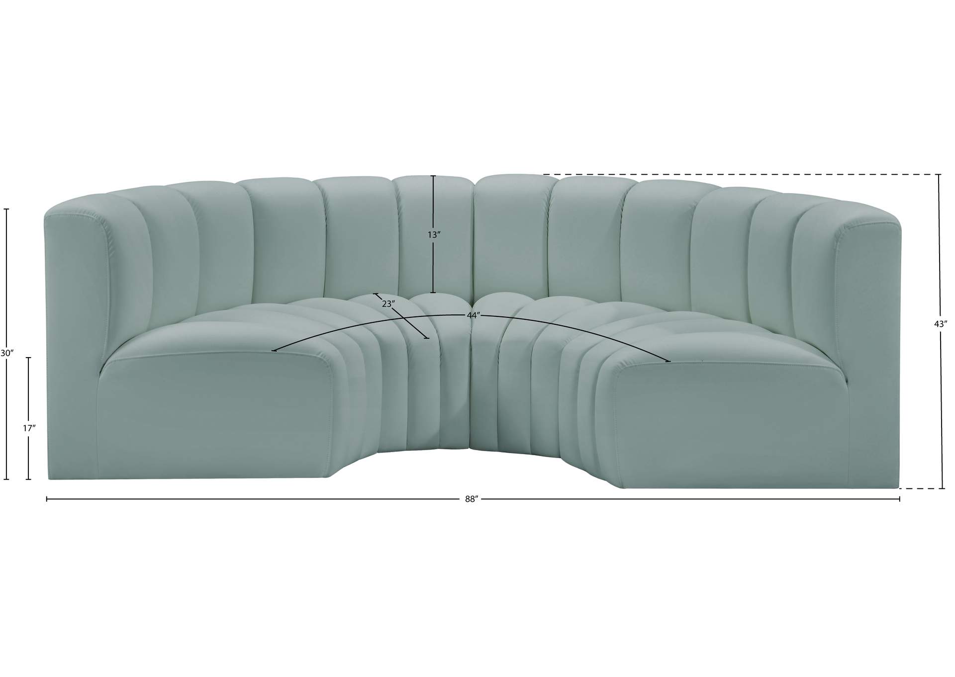 Arc Mint Green Vegan Leather Modular Sofa image 12