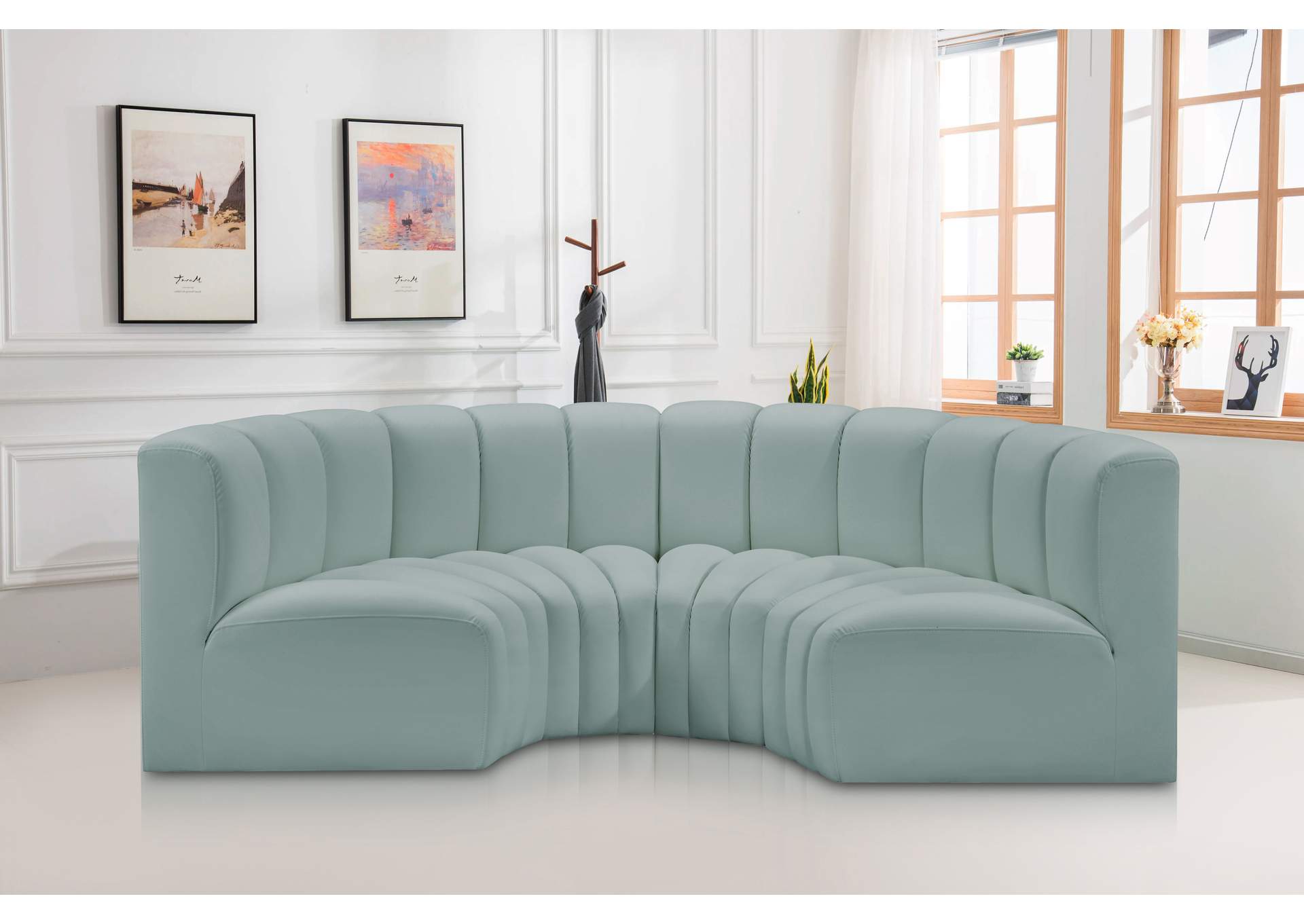 Arc Mint Green Vegan Leather Modular Sofa image 3