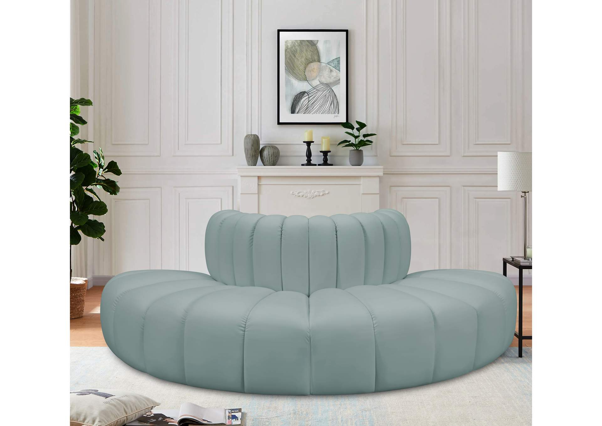 Arc Mint Green Vegan Leather Modular Sofa image 3