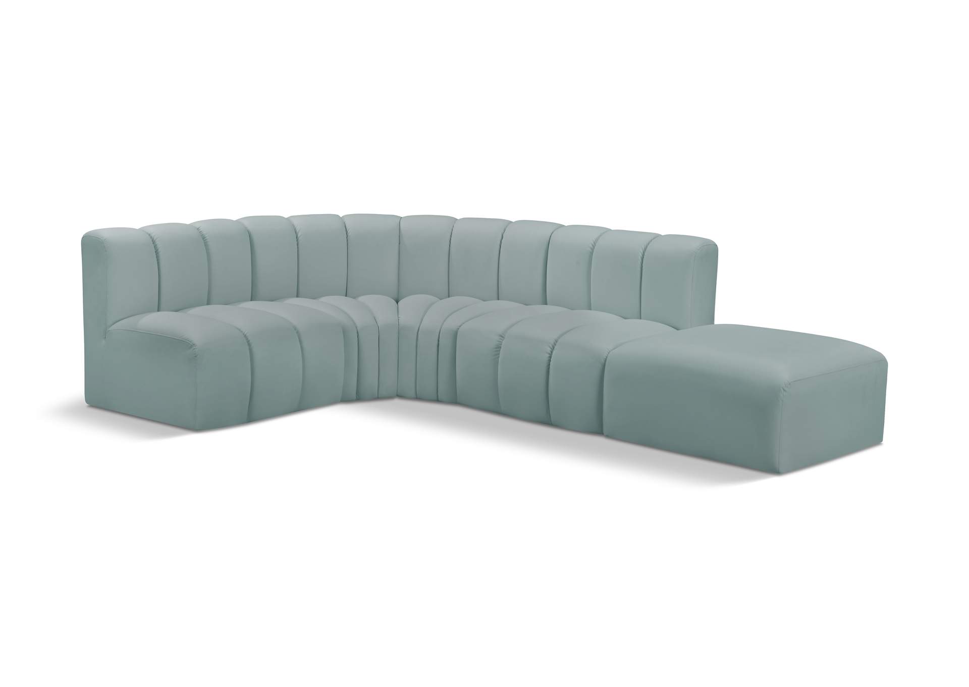 Arc Mint Green Vegan Leather Modular Sofa
