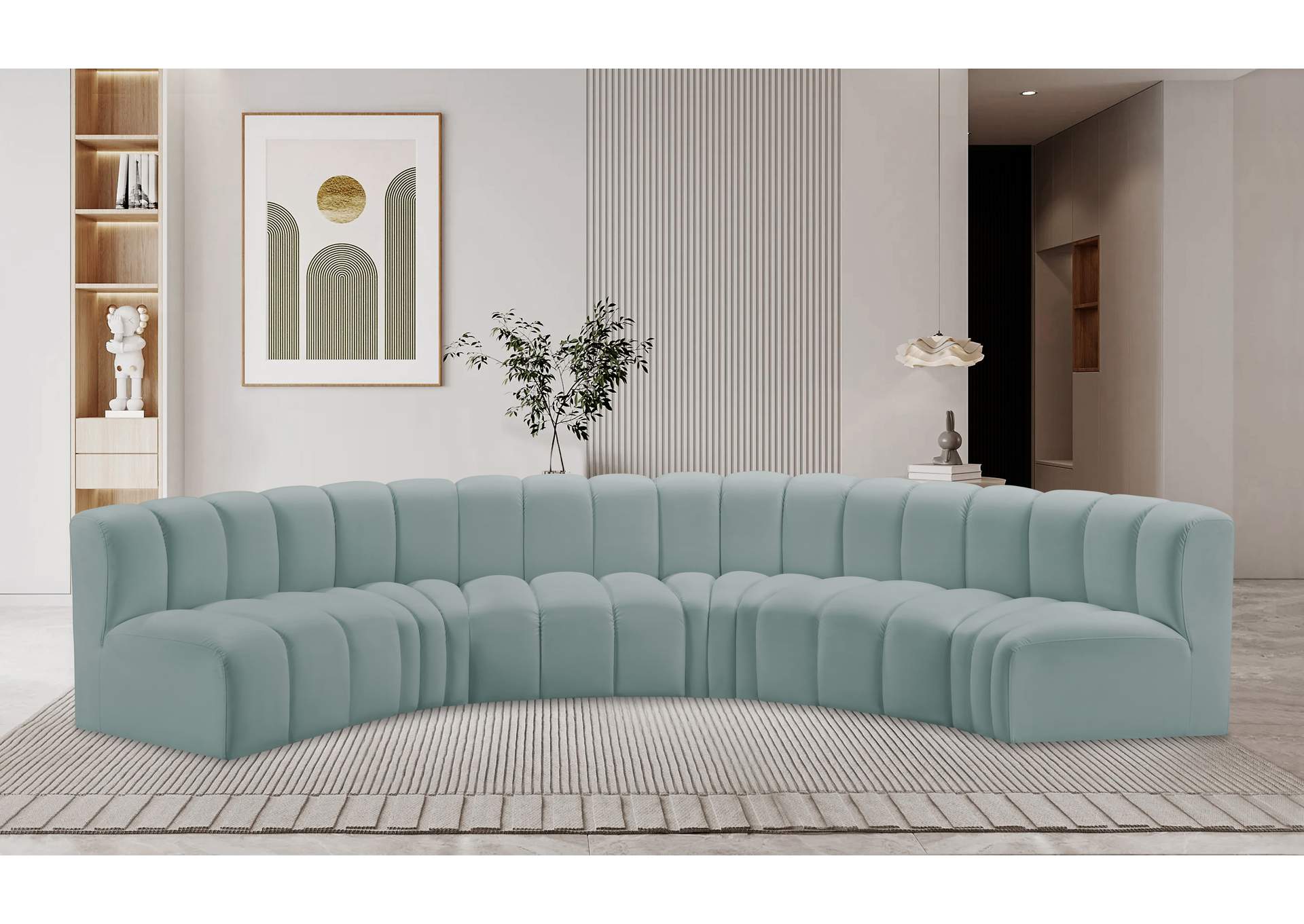 Arc Mint Green Vegan Leather Modular Sofa image 3