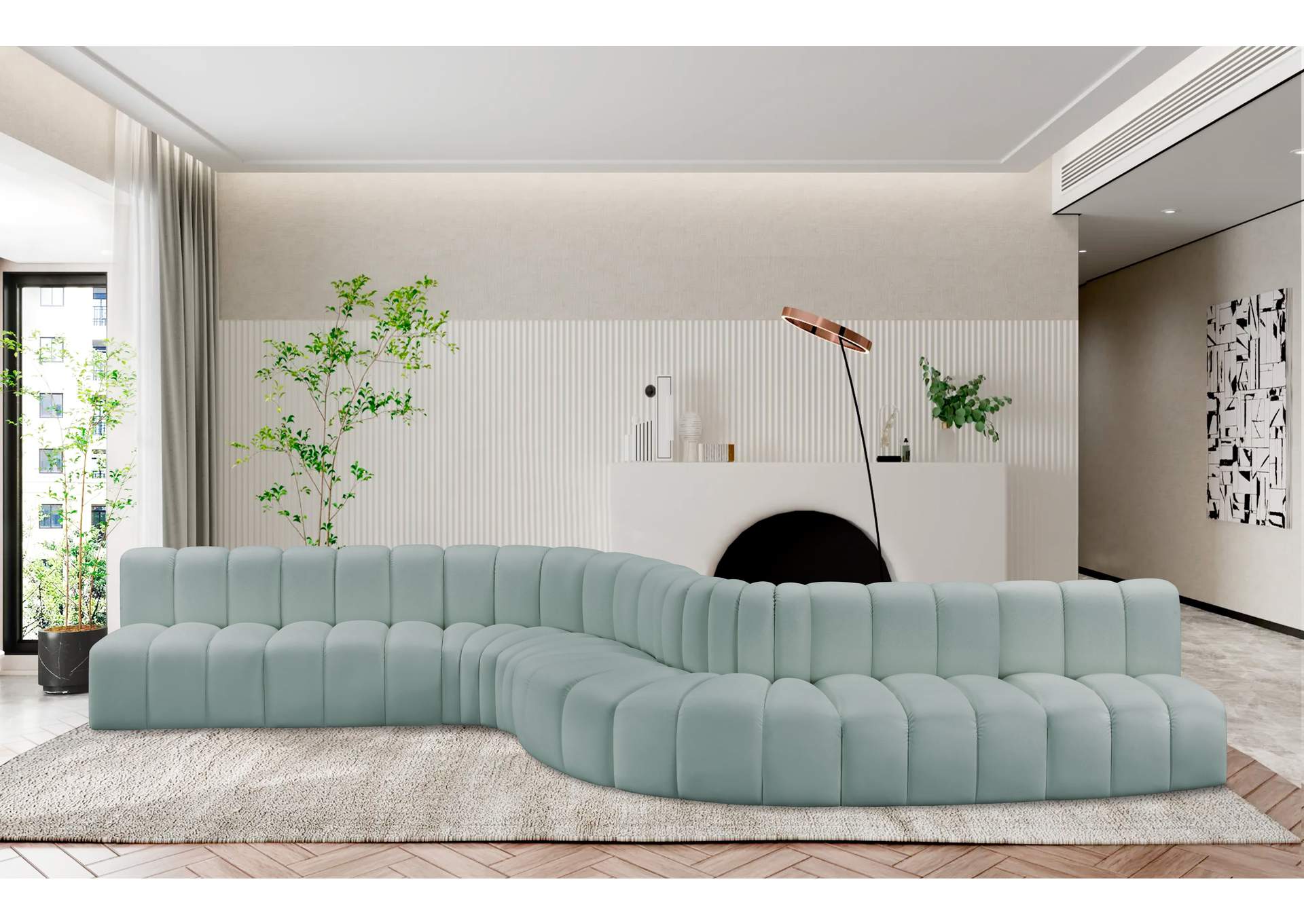 Arc Mint Green Vegan Leather Modular Sofa image 3