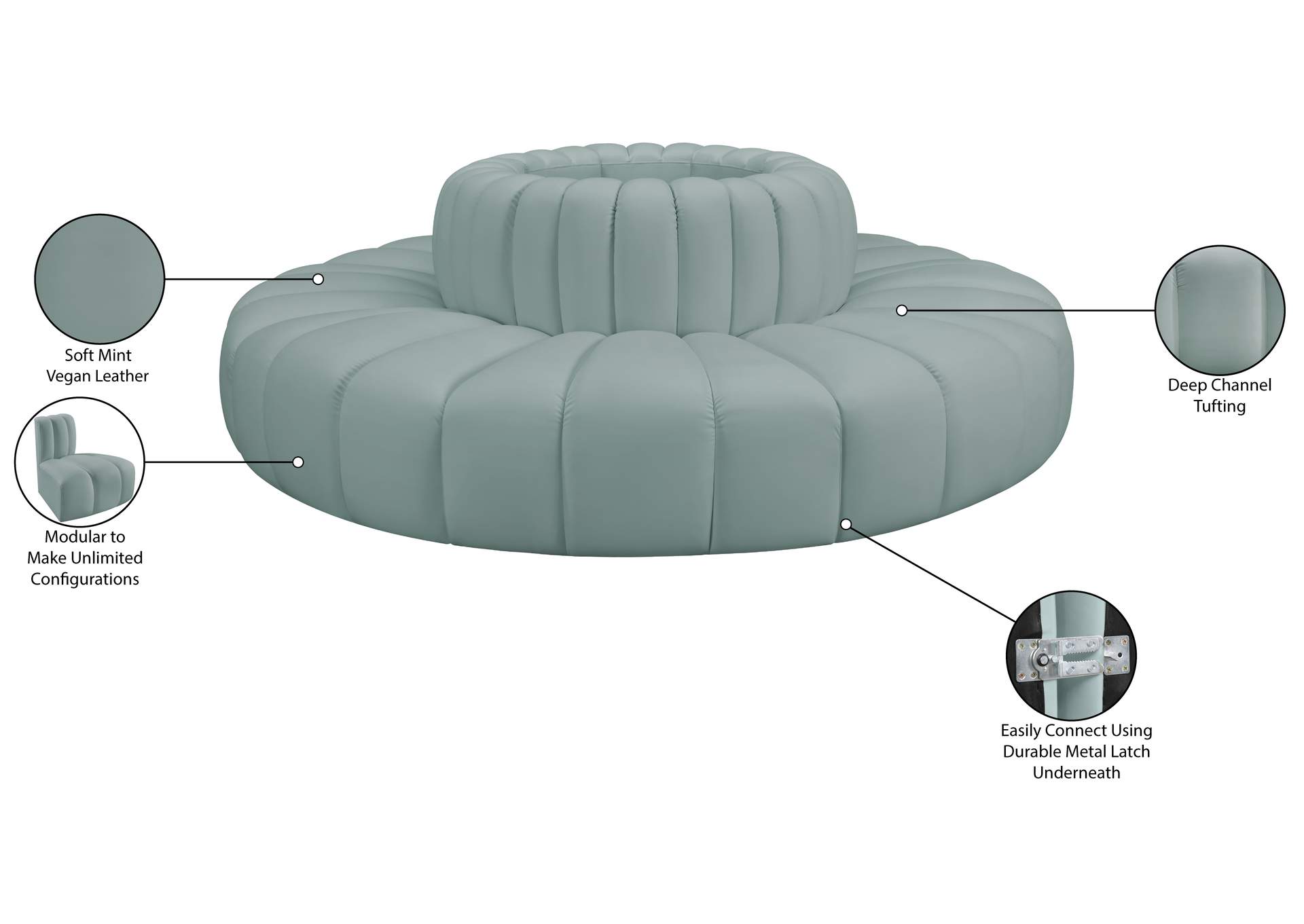 Arc Mint Green Vegan Leather Modular Sofa image 9