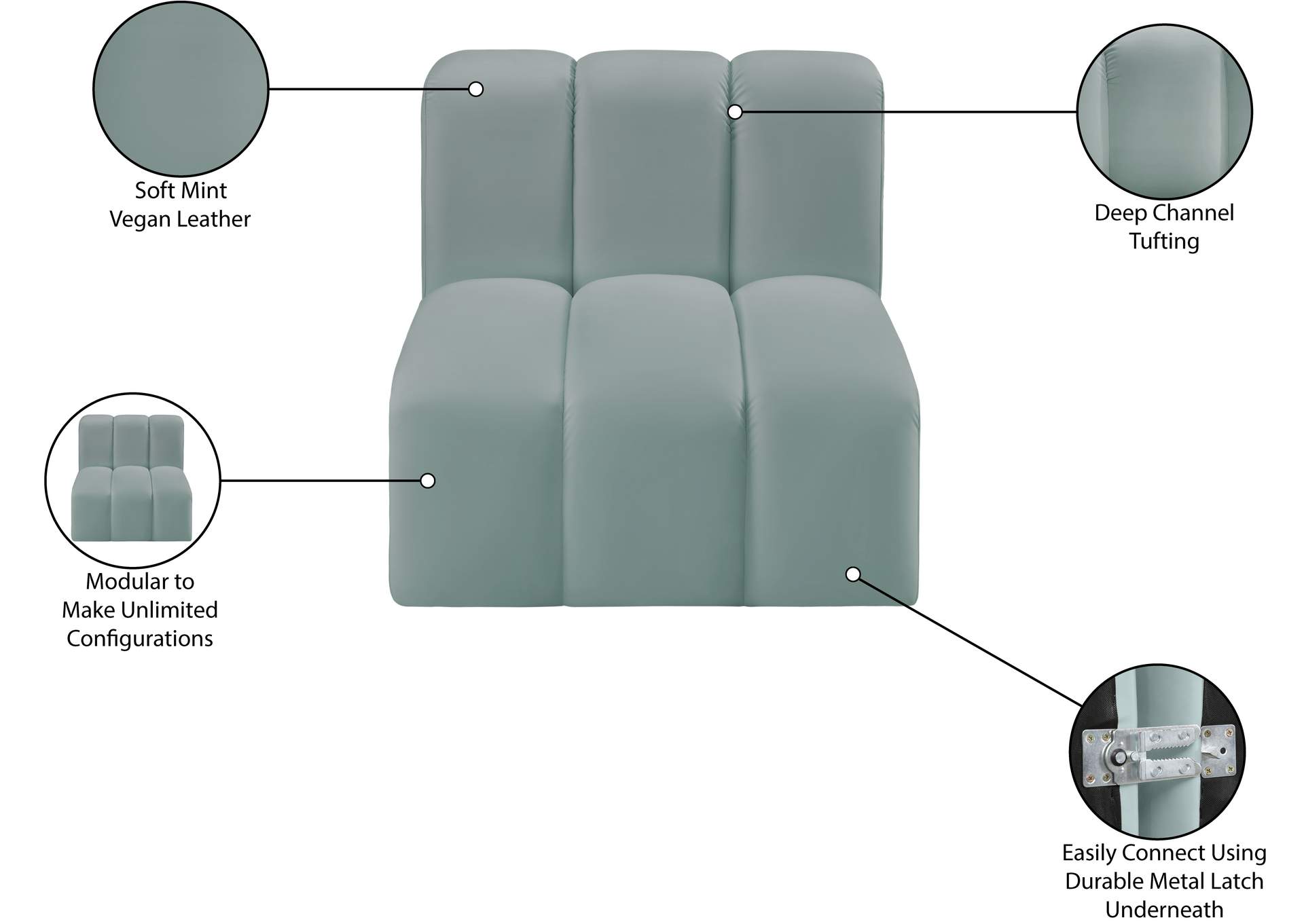 Arc Mint Green Vegan Leather Straight Chair image 13