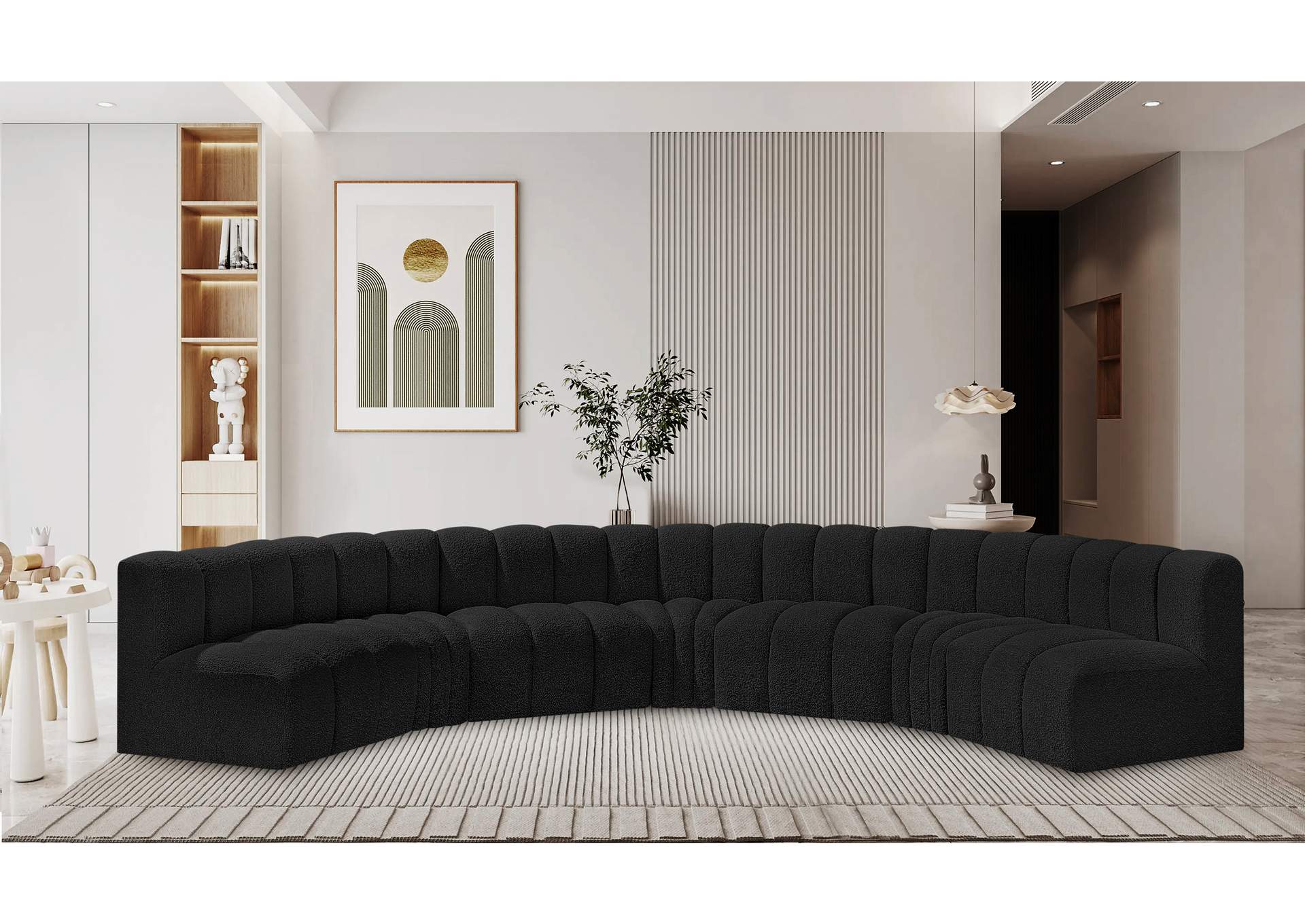 Arc Black Boucle Fabric Modular Sofa