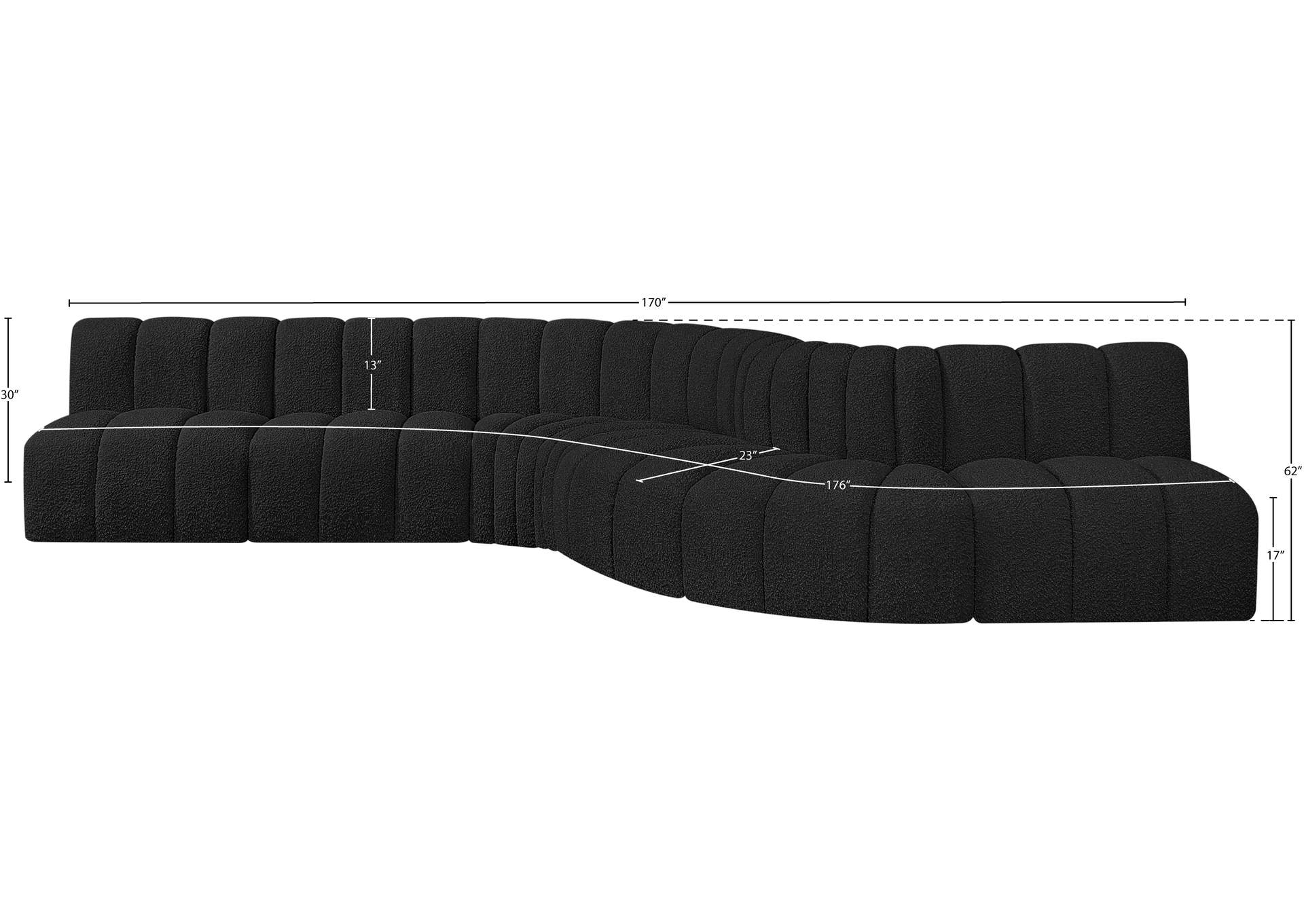 Arc Black Boucle Fabric Modular Sofa image 12