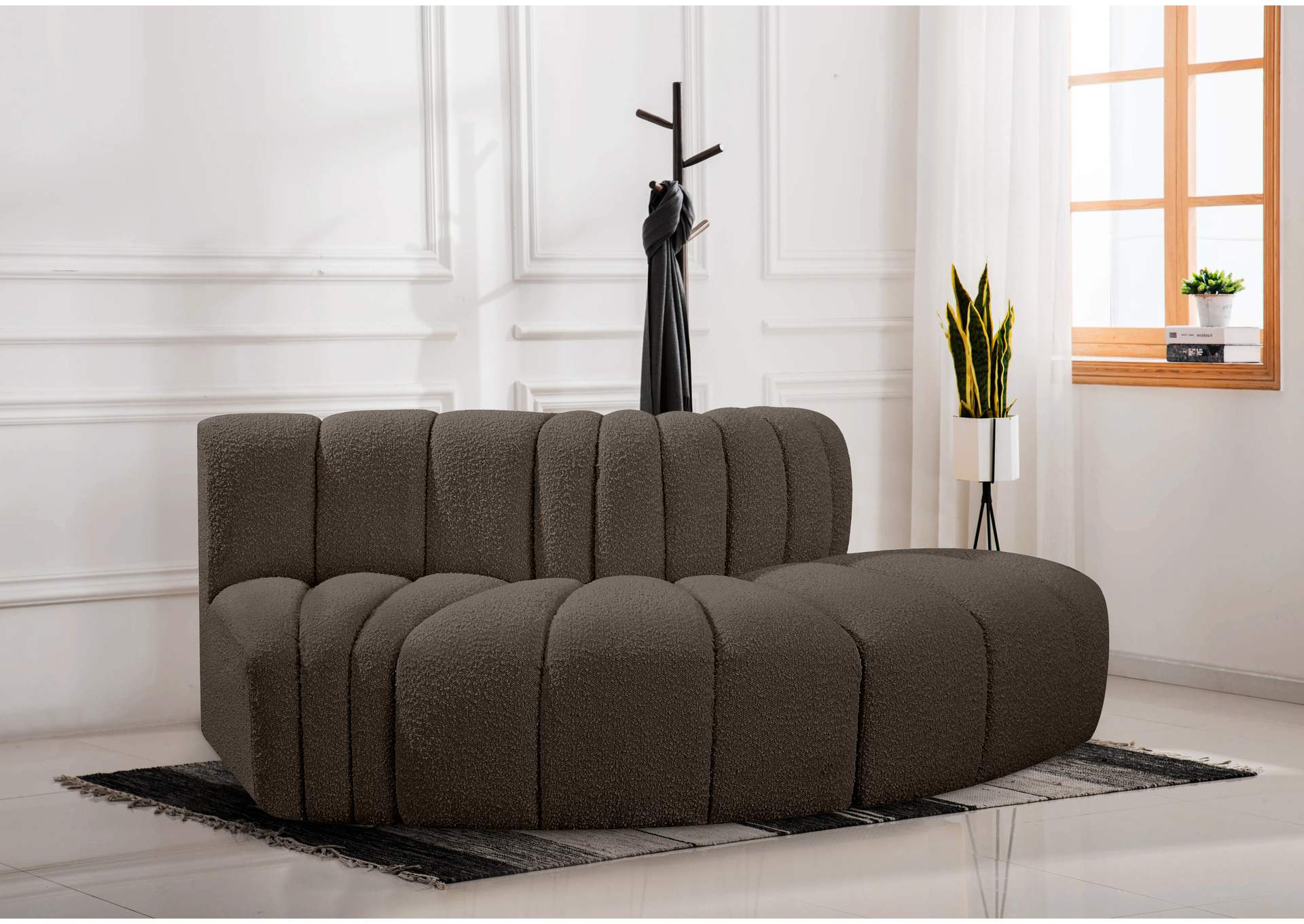 Arc Brown Boucle Fabric Modular Sofa