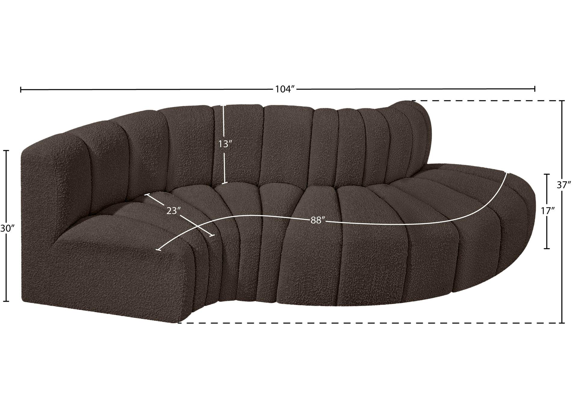 Arc Brown Boucle Fabric Modular Sofa image 7