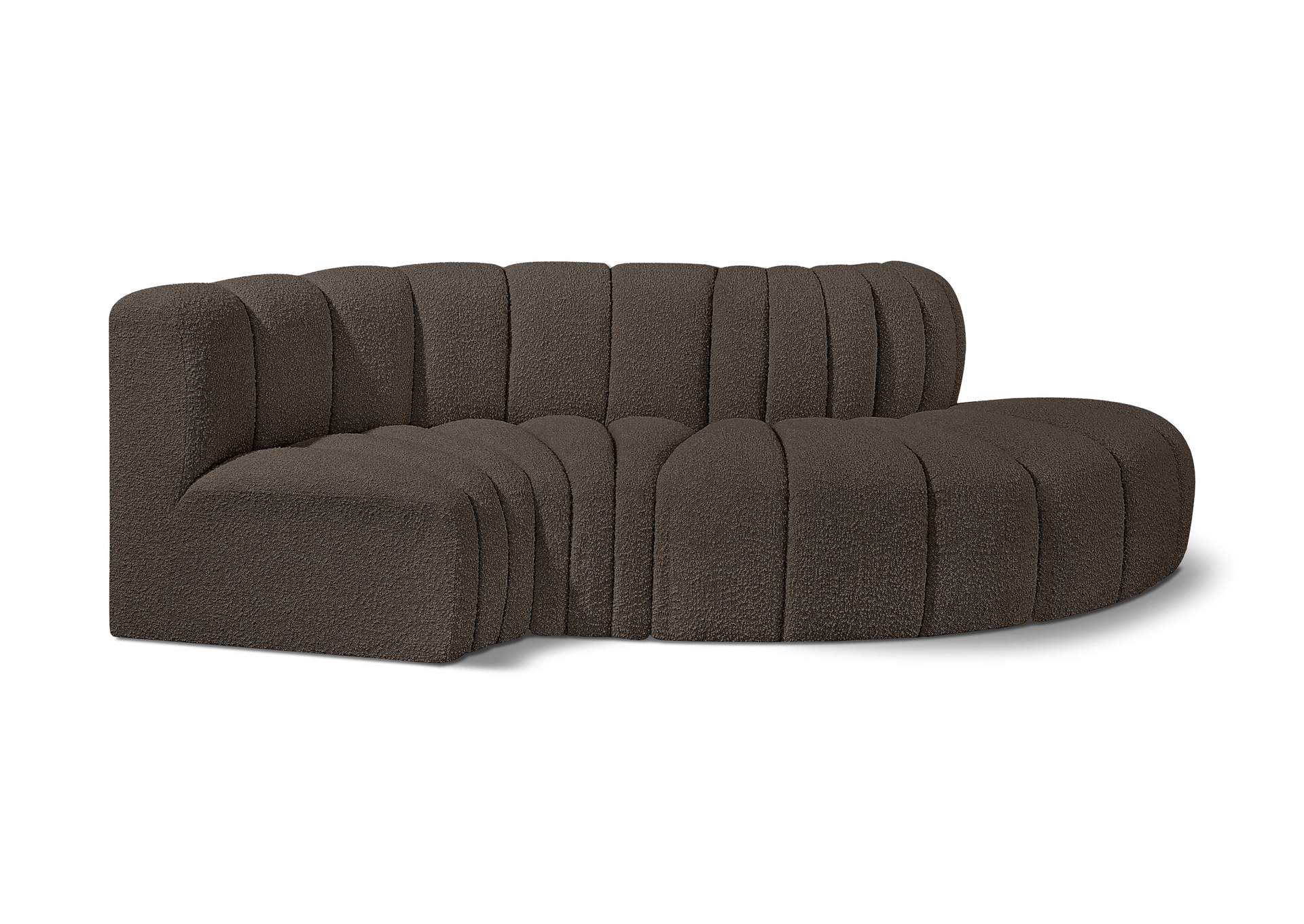 Arc Brown Boucle Fabric Modular Sofa image 1