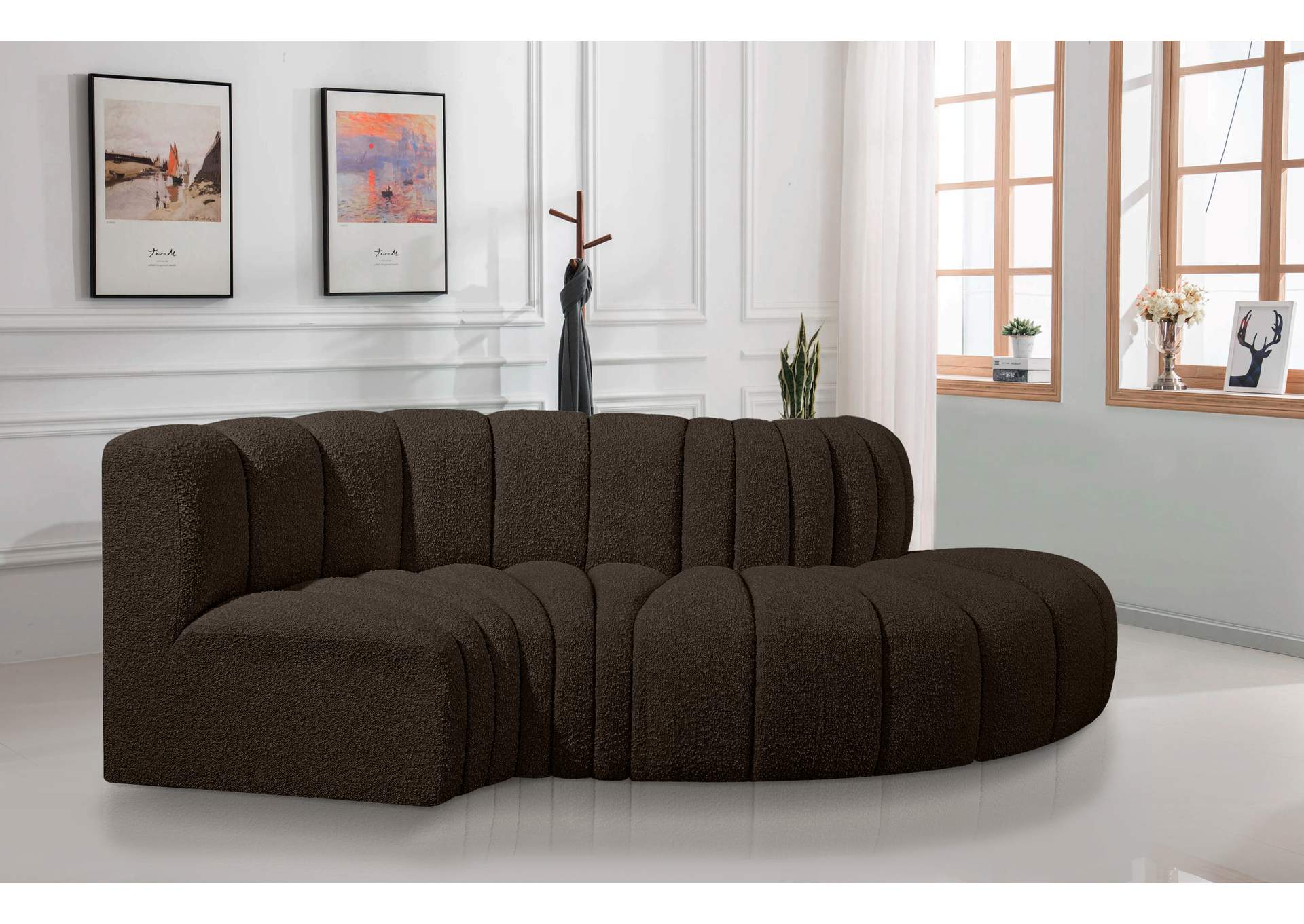 Arc Brown Boucle Fabric Modular Sofa image 3