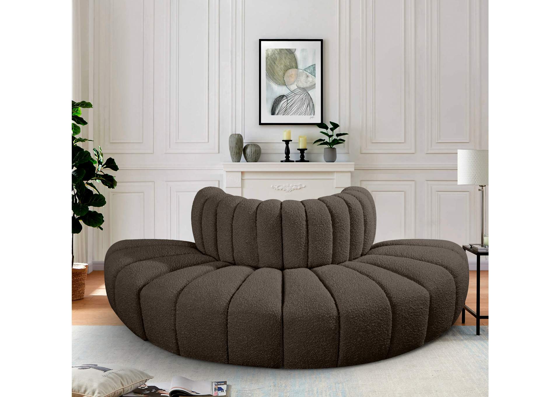Arc Brown Boucle Fabric Modular Sofa