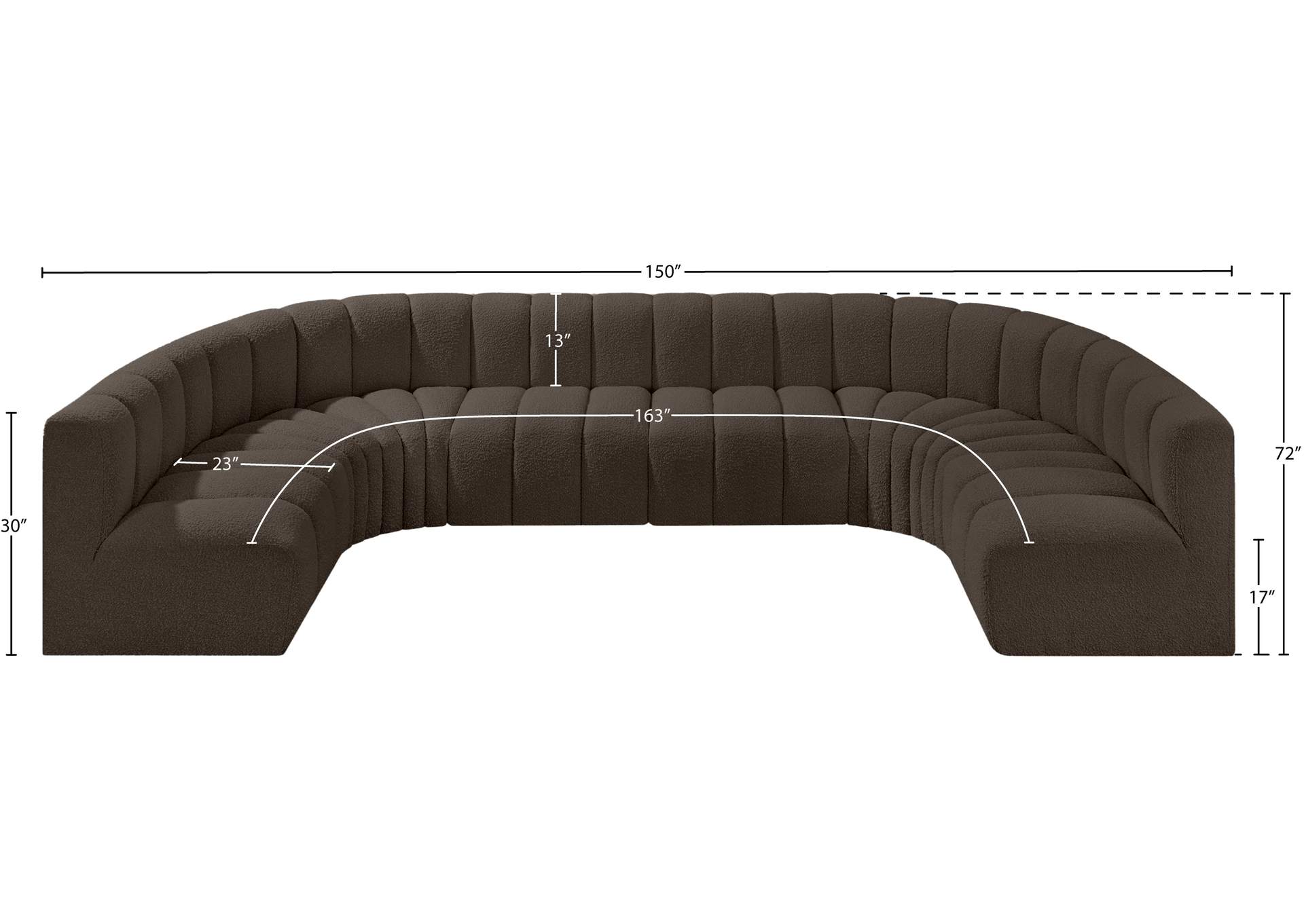 Arc Brown Boucle Fabric Modular Sofa