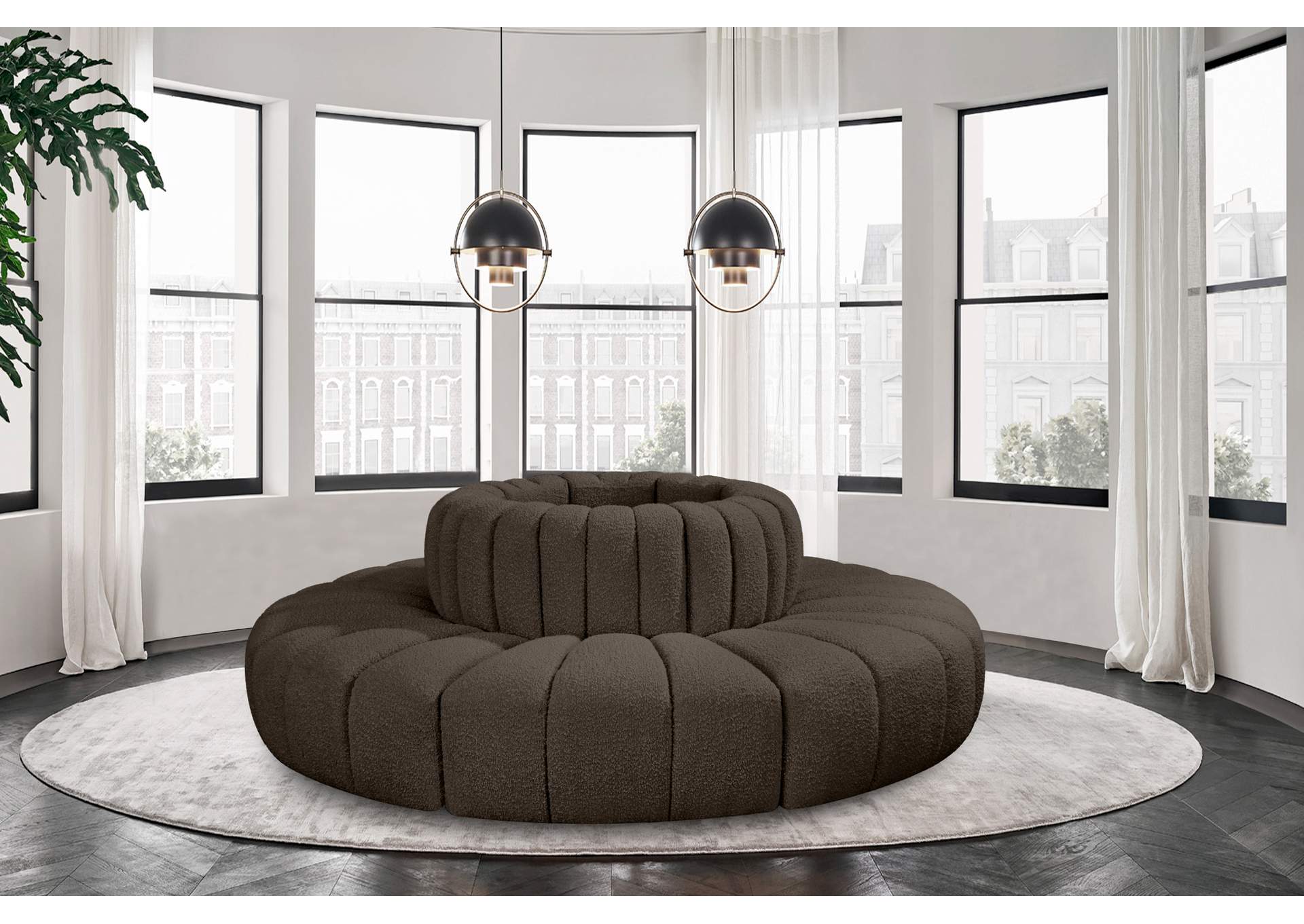 Arc Brown Boucle Fabric Modular Sofa