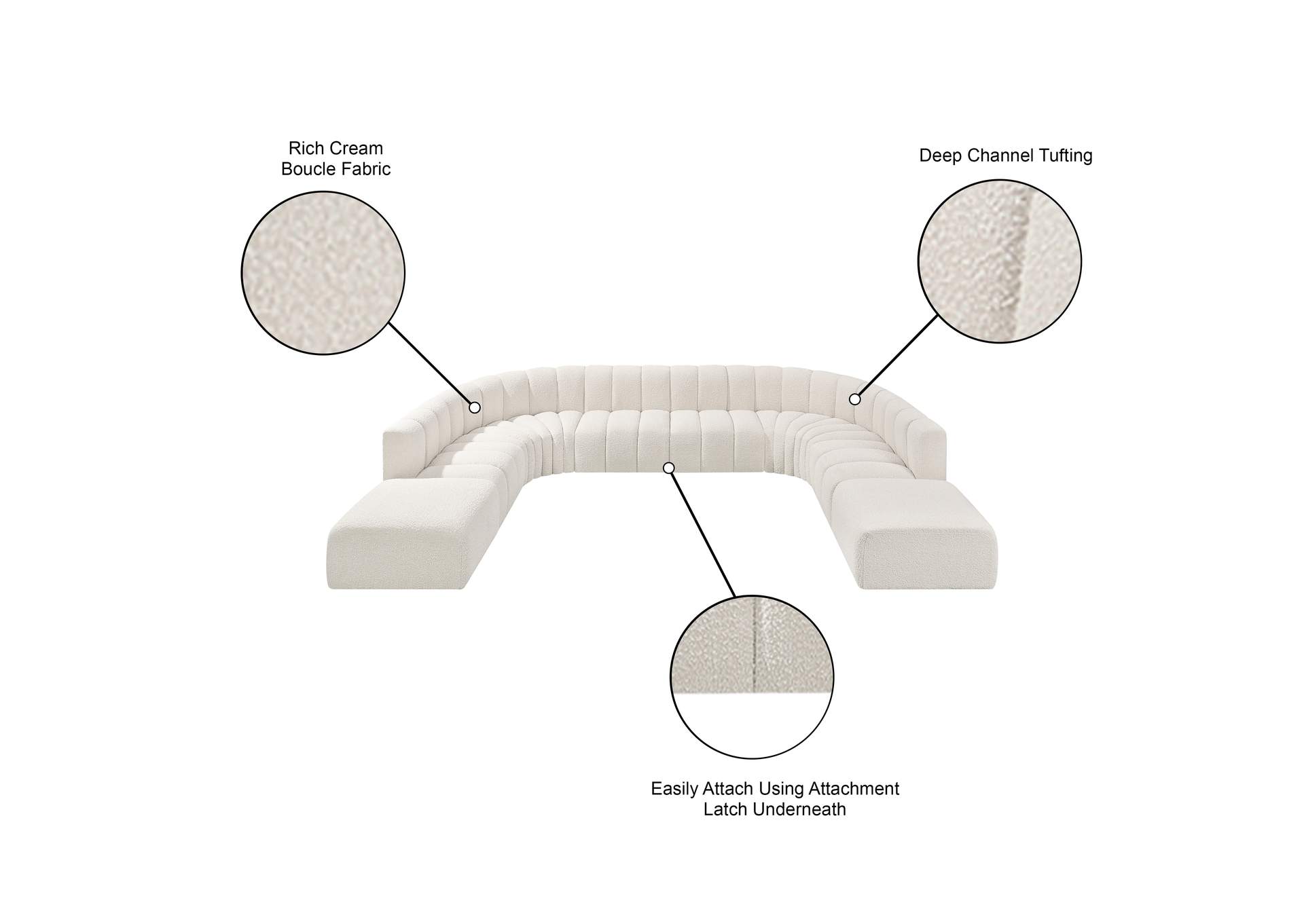 Arc Cream Boucle Fabric Modular Sofa