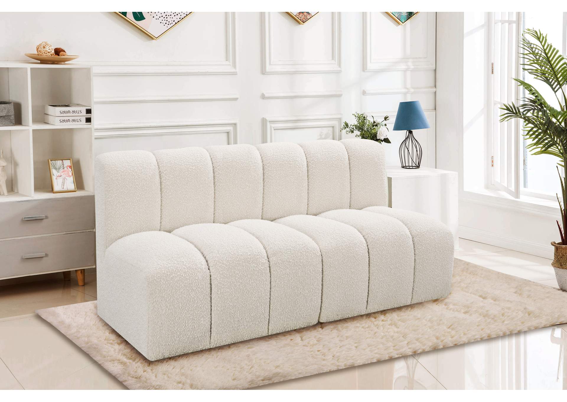 Arc Cream Boucle Fabric Modular Sofa