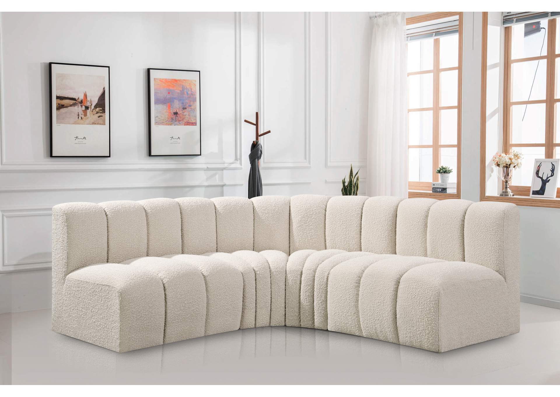 Arc Cream Boucle Fabric Modular Sofa