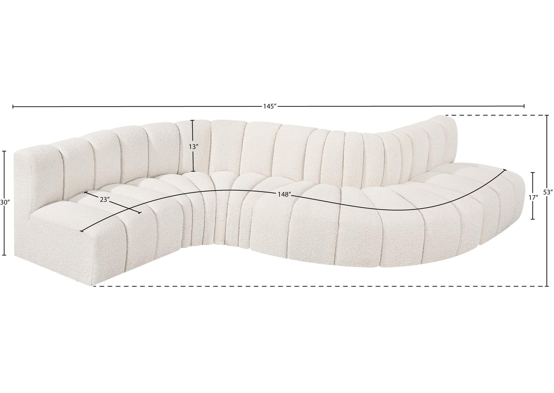 Arc Cream Boucle Fabric Modular Sofa