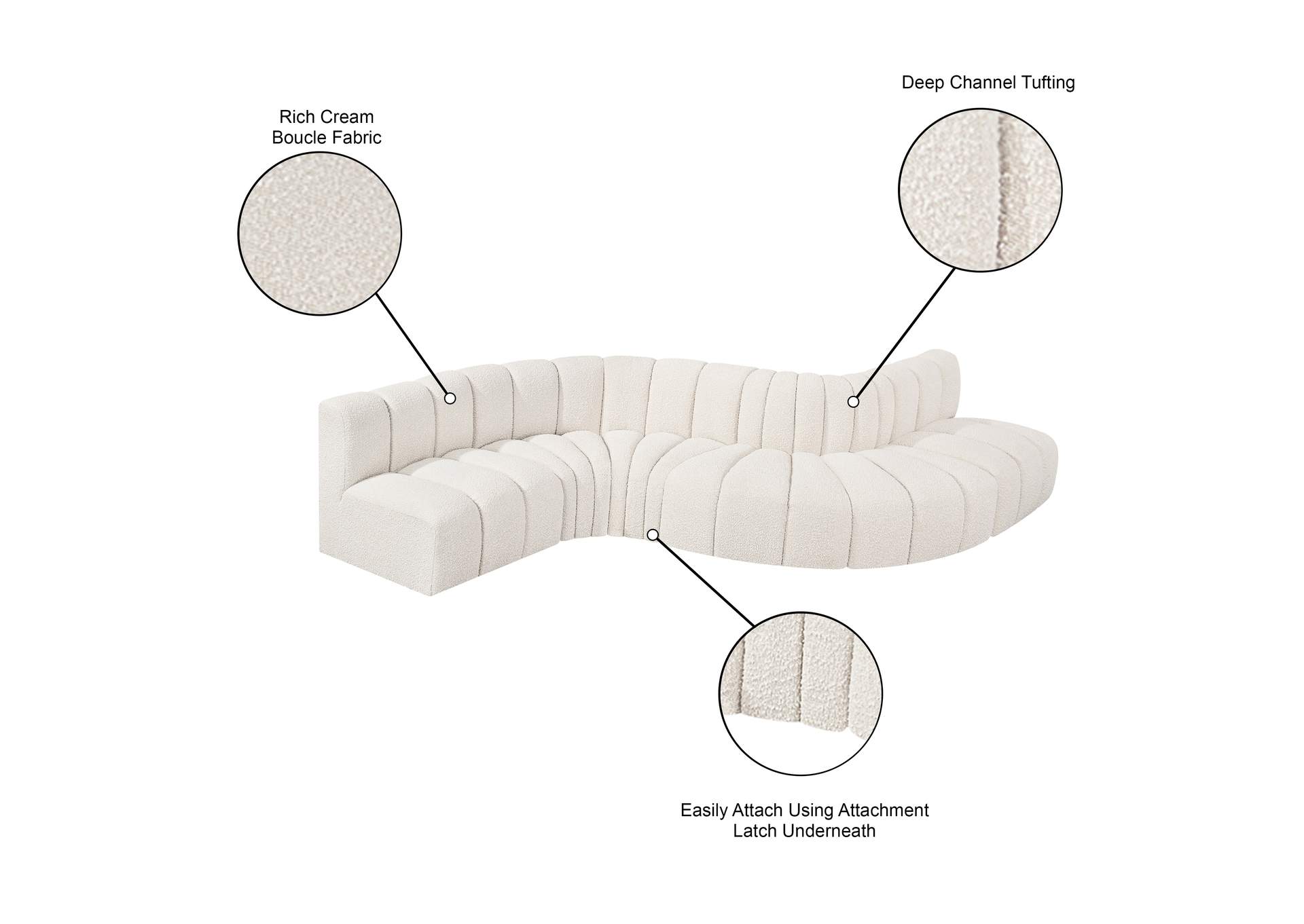 Arc Cream Boucle Fabric Modular Sofa