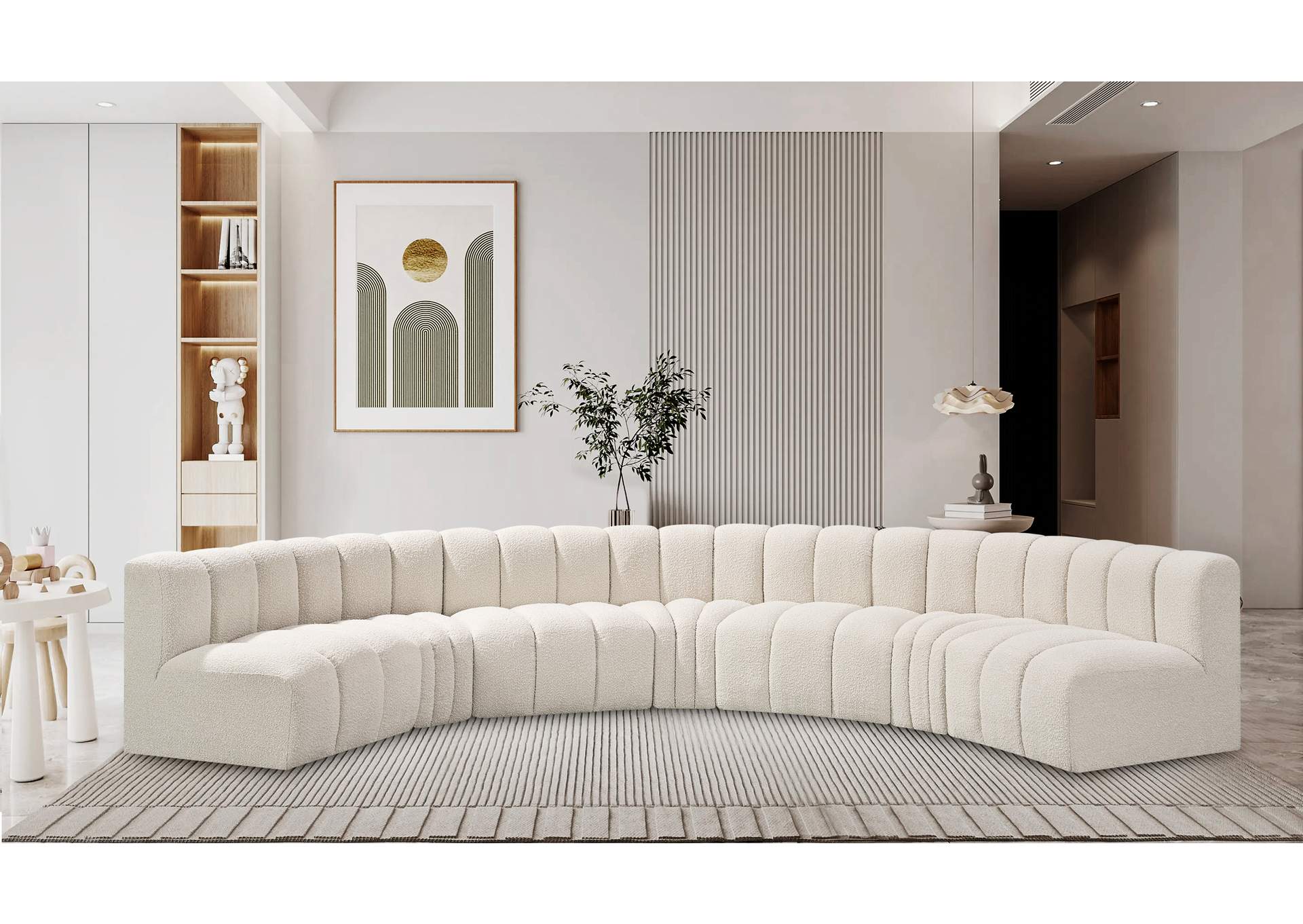 Arc Cream Boucle Fabric Modular Sofa