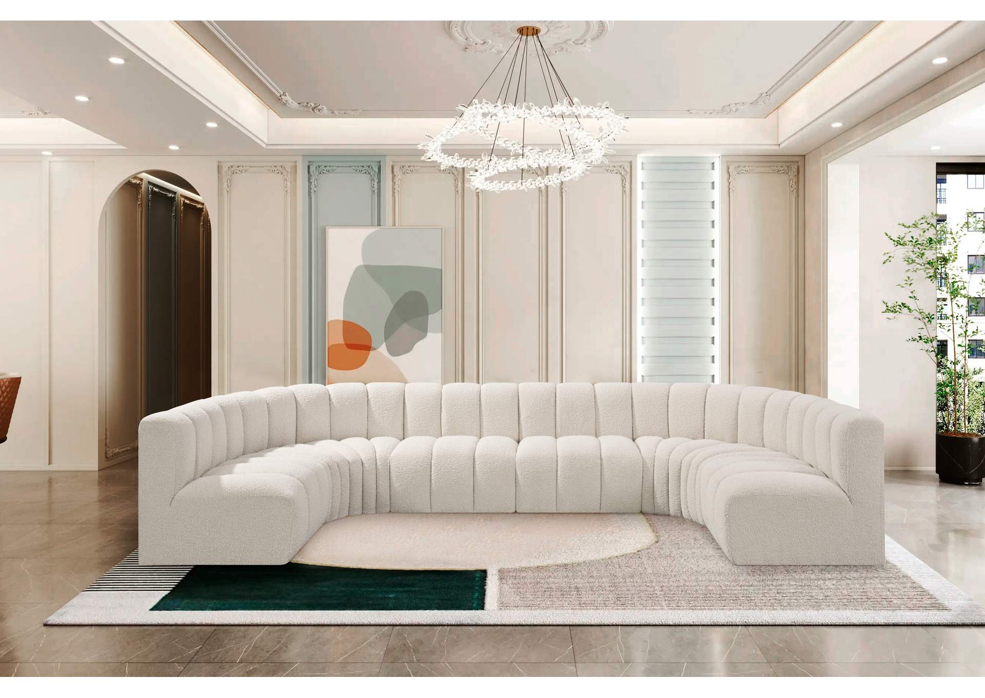 Arc Cream Boucle Fabric Modular Sofa