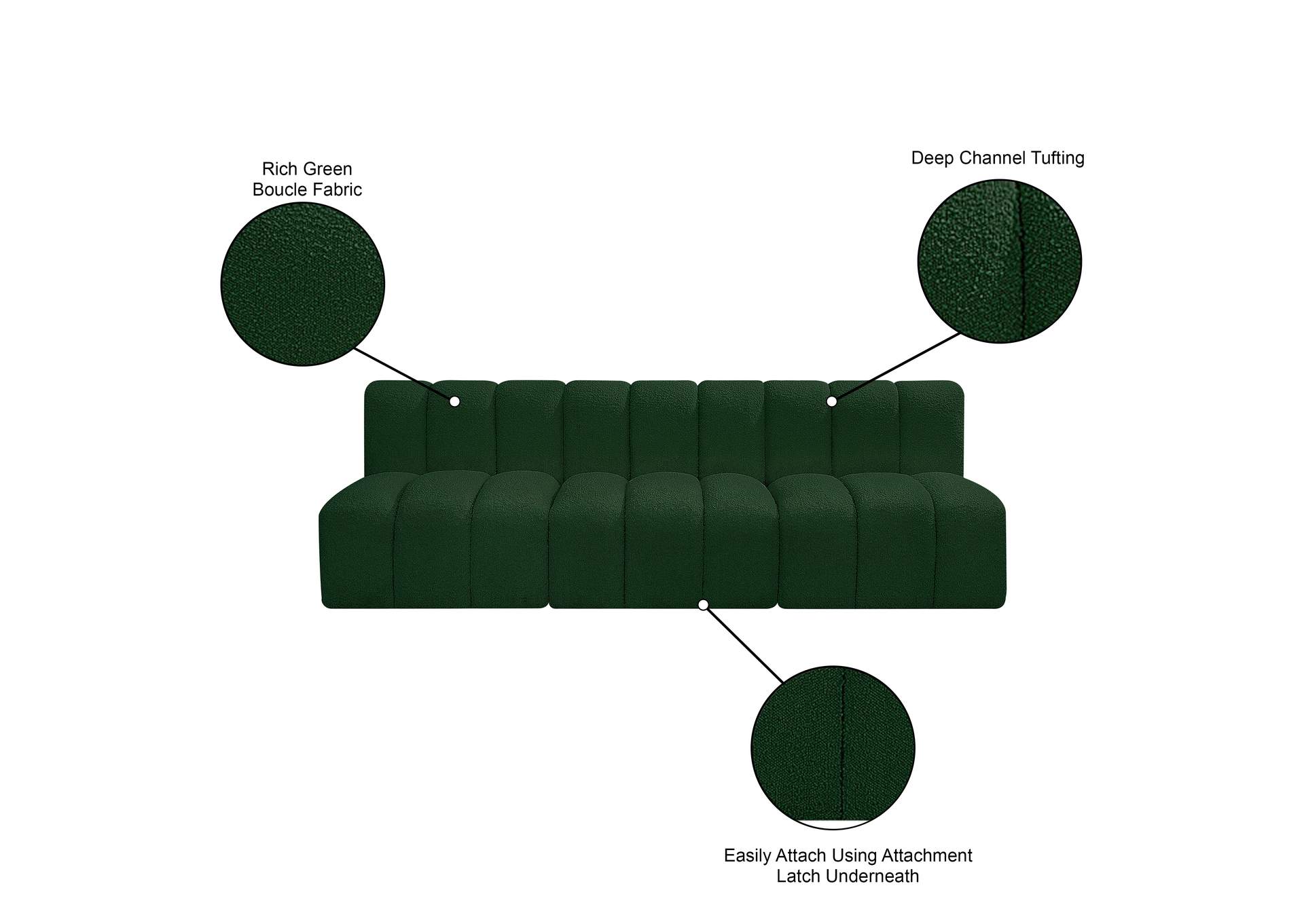 Arc Green Boucle Fabric Modular Sofa