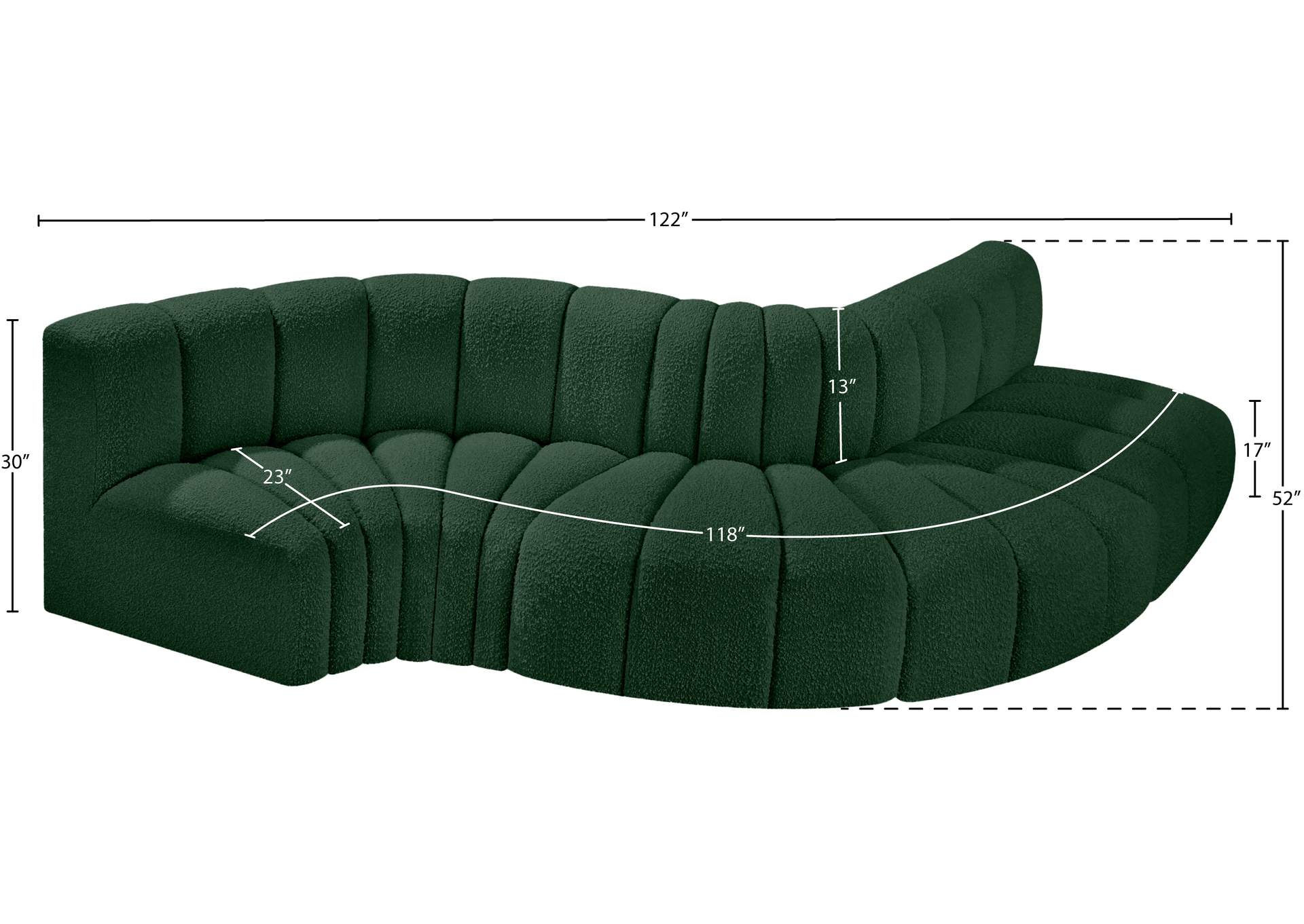 Arc Green Boucle Fabric Modular Sofa
