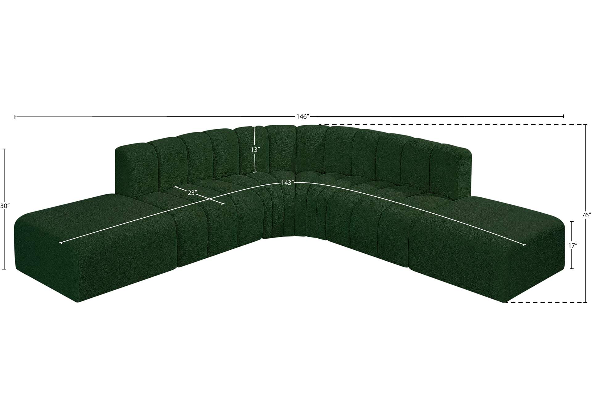 Arc Green Boucle Fabric Modular Sofa
