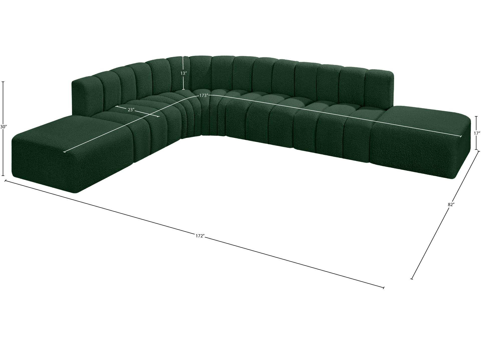 Arc Green Boucle Fabric Modular Sofa