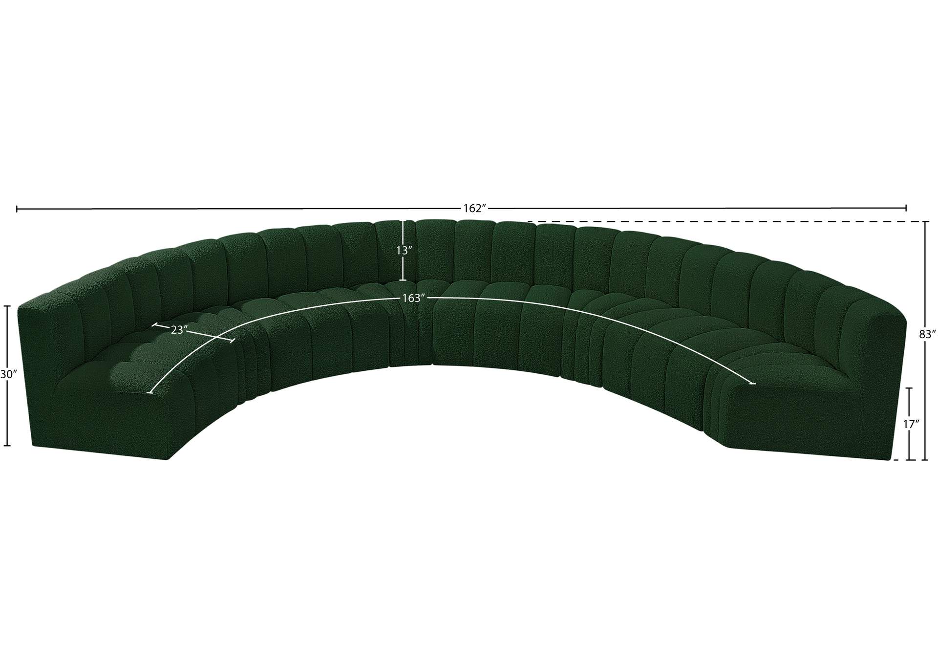 Arc Green Boucle Fabric Modular Sofa