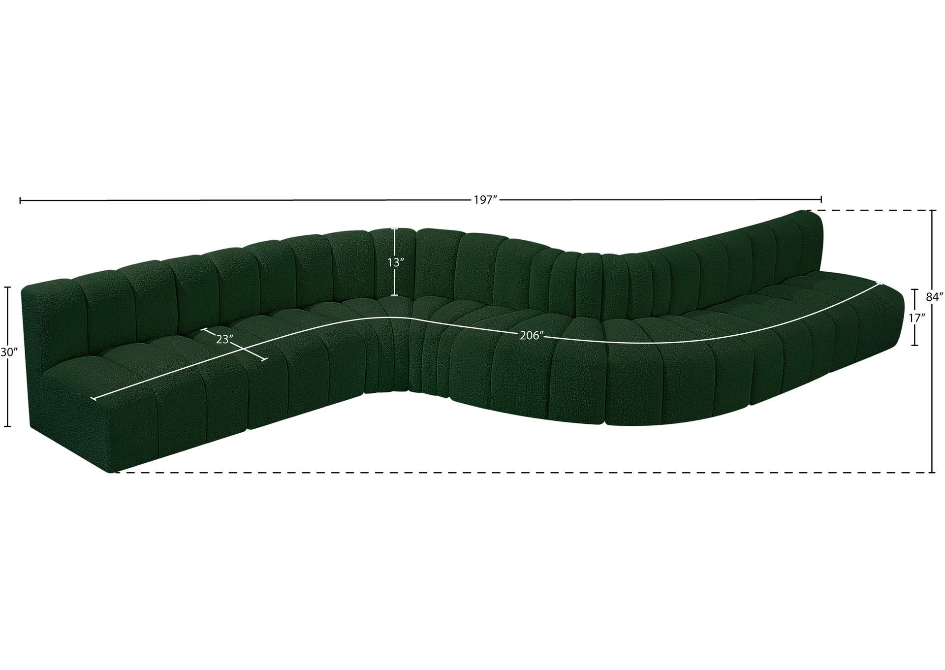 Arc Green Boucle Fabric Modular Sofa