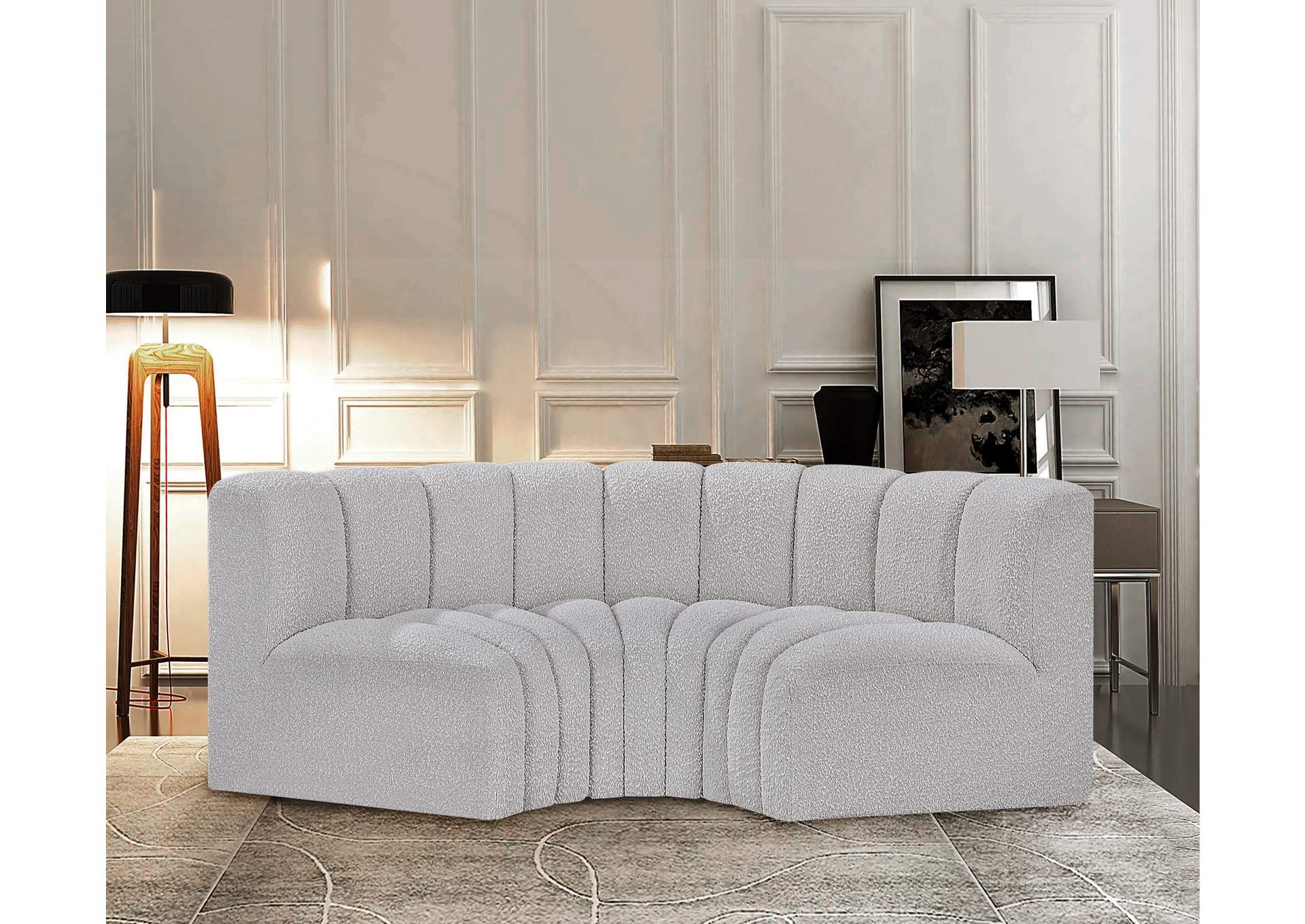 Arc Grey Boucle Fabric Modular Sofa