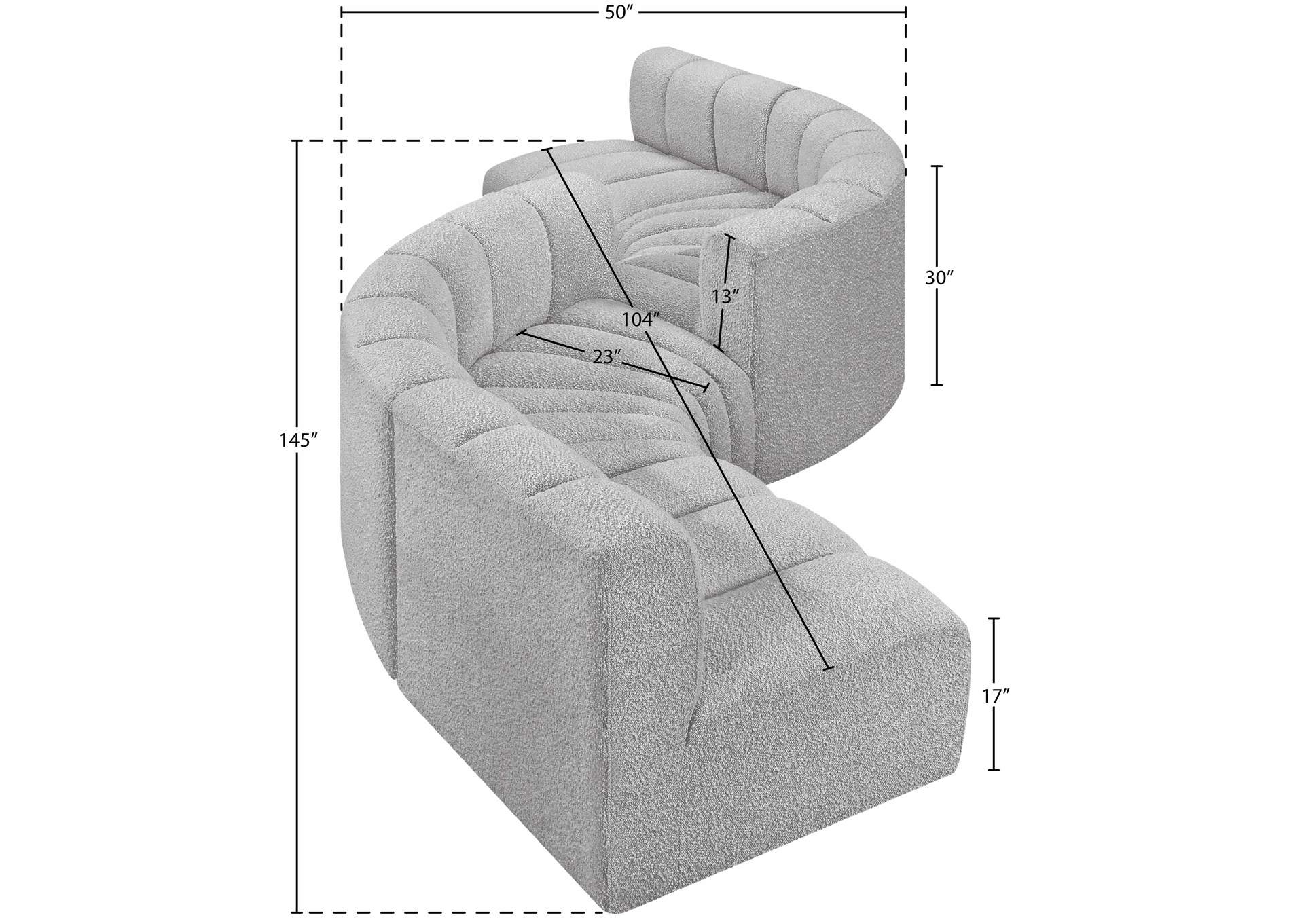 Arc Grey Boucle Fabric Modular Sofa