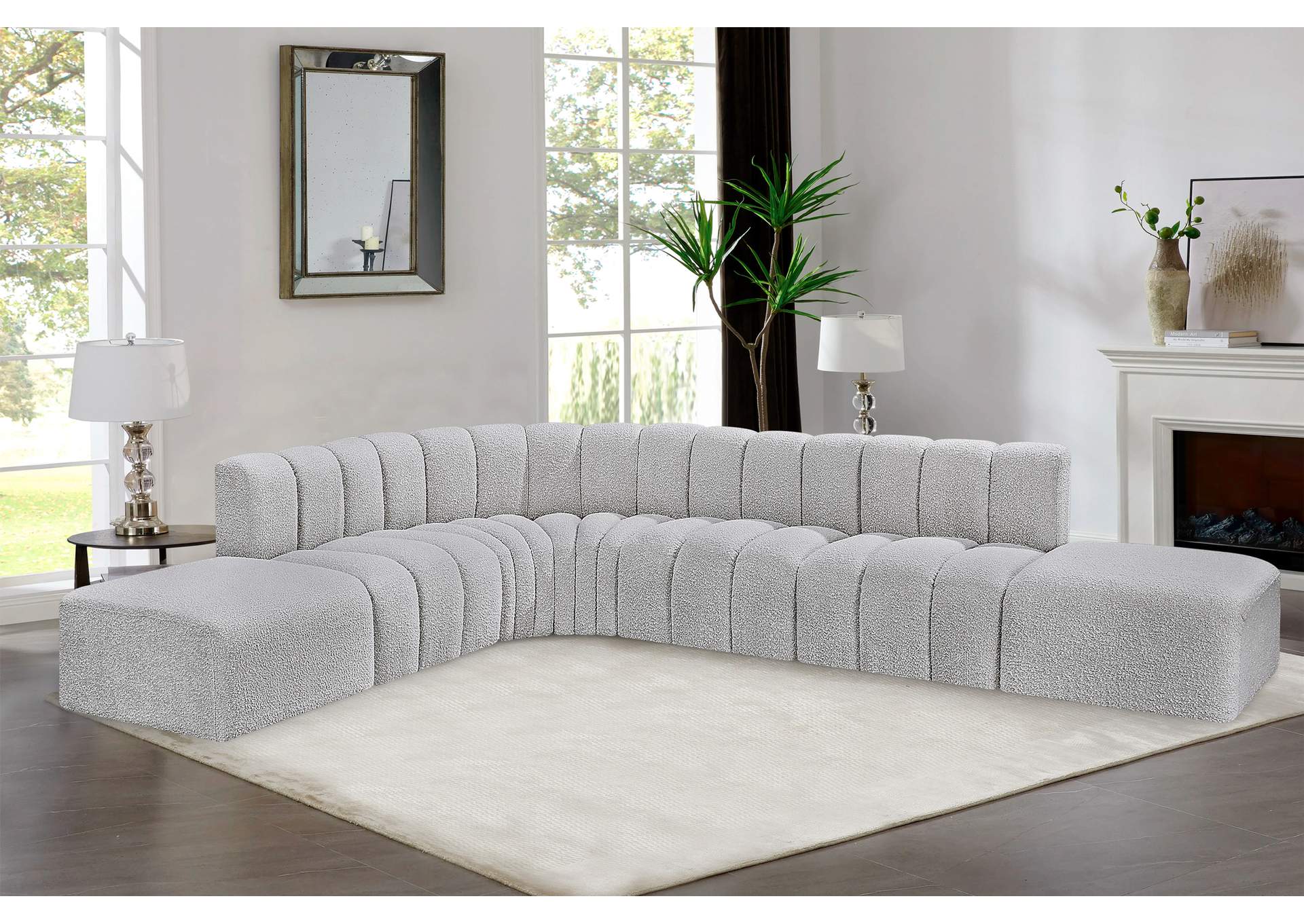 Arc Grey Boucle Fabric Modular Sofa