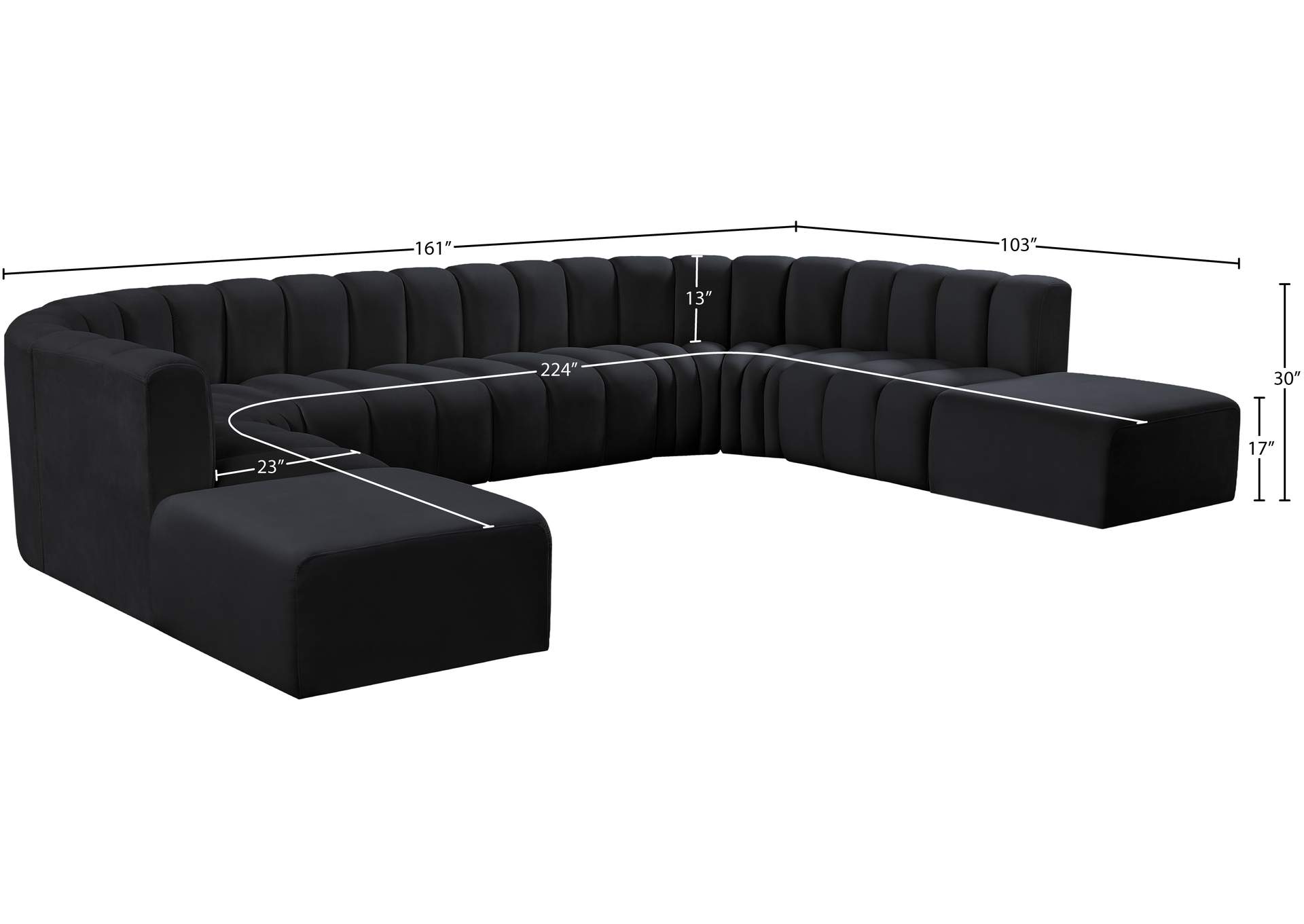 Arc Black Velvet Modular Sofa image 5
