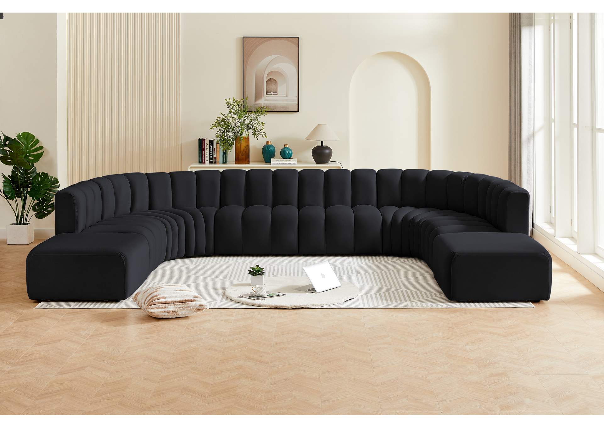 Arc Black Velvet Modular Sofa image 18