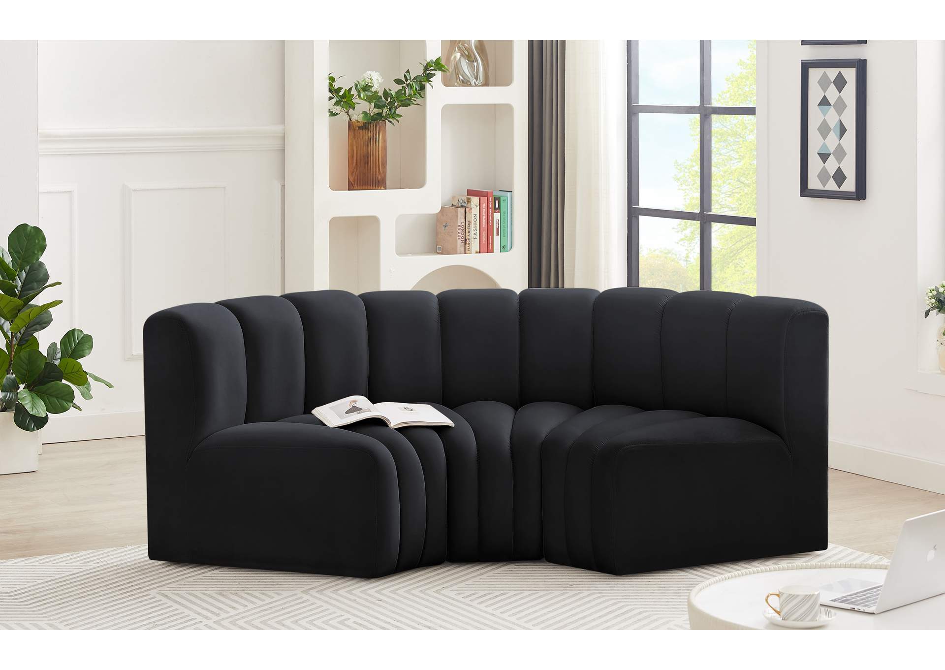 Arc Black Velvet Modular Sofa