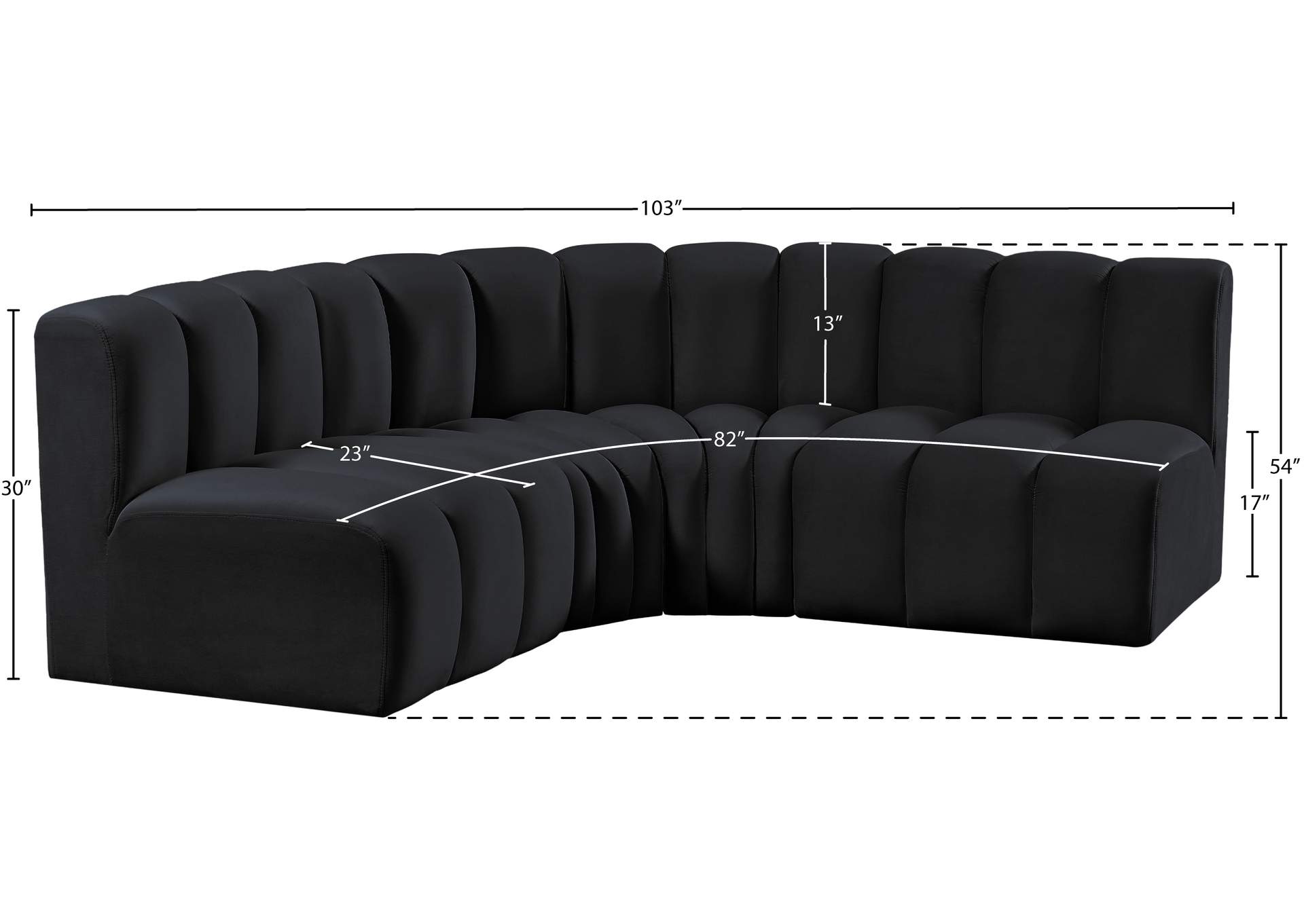 Arc Black Velvet Modular Sofa