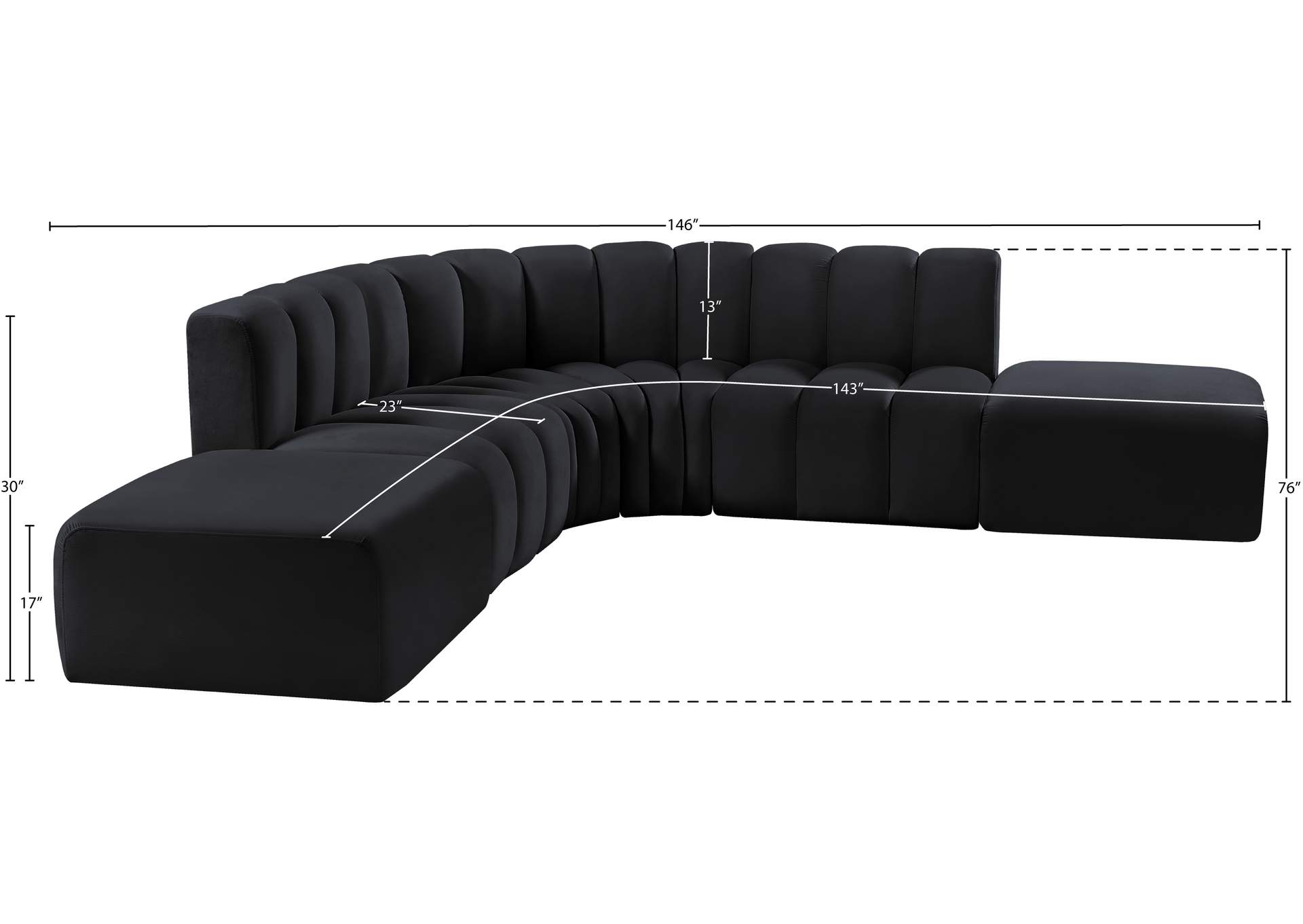 Arc Black Velvet Modular Sofa