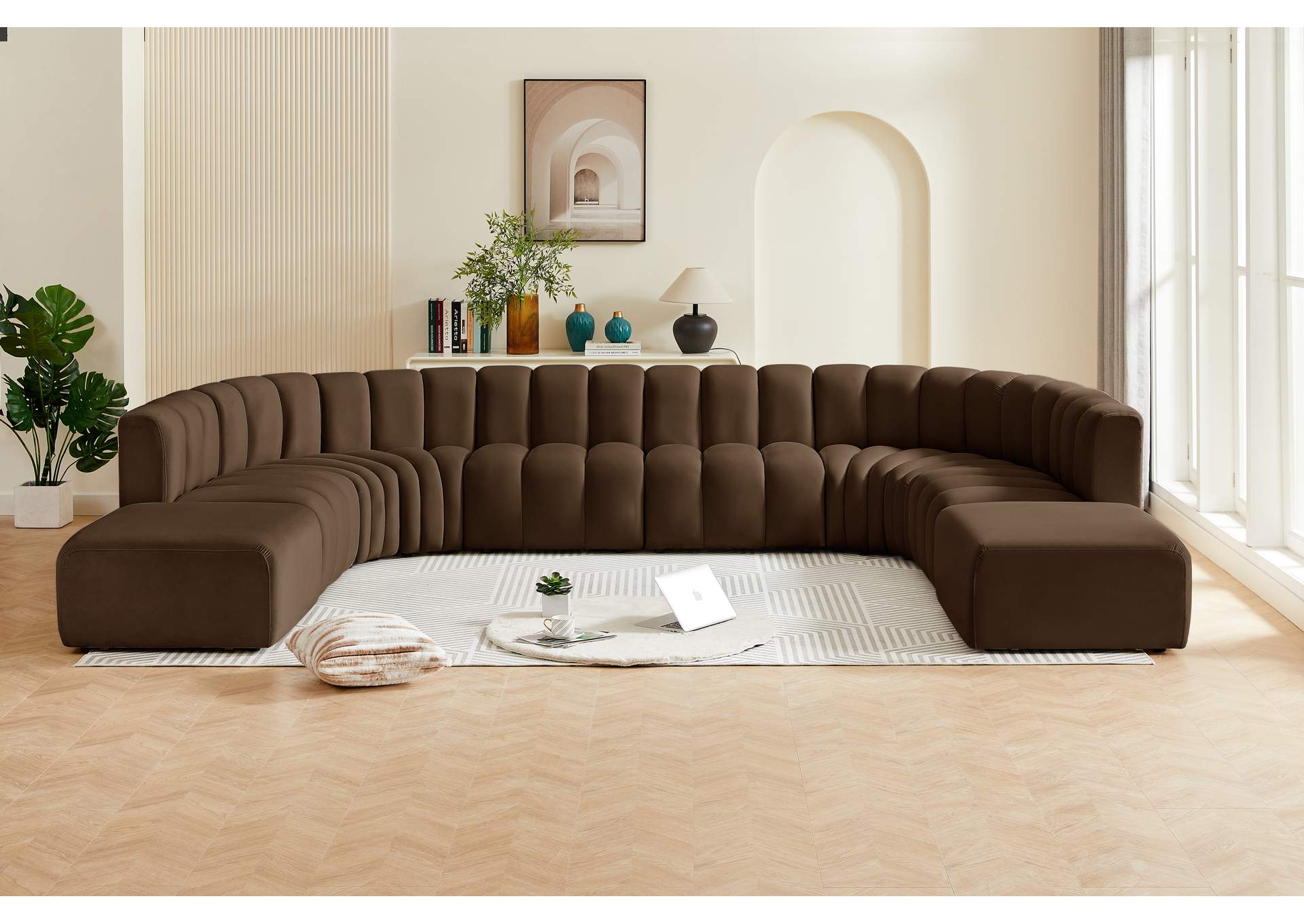 Arc Brown Velvet Modular Sofa