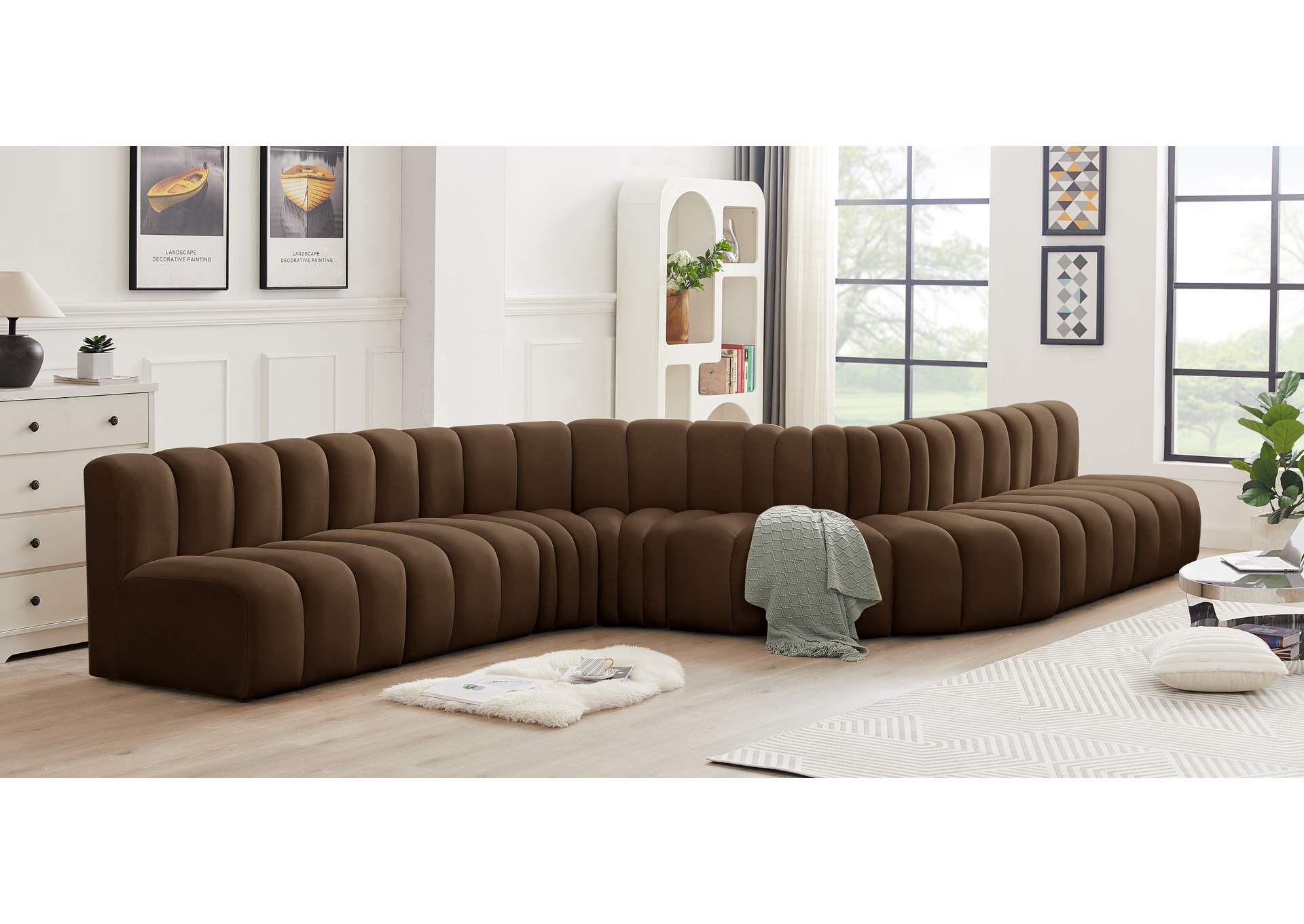 Arc Brown Velvet Modular Sofa