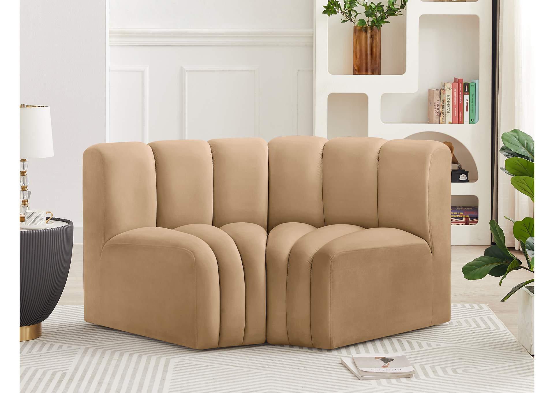 Arc Camel Velvet Modular Sofa